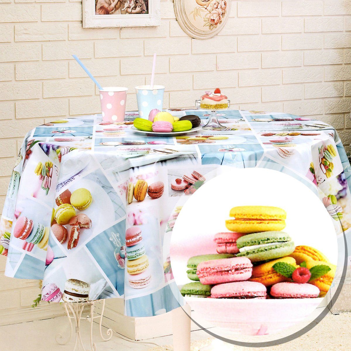 Melody Gartentischdecke Wachstuchtischdecke Wachstuch macaron abwaschbar, günstig online kaufen