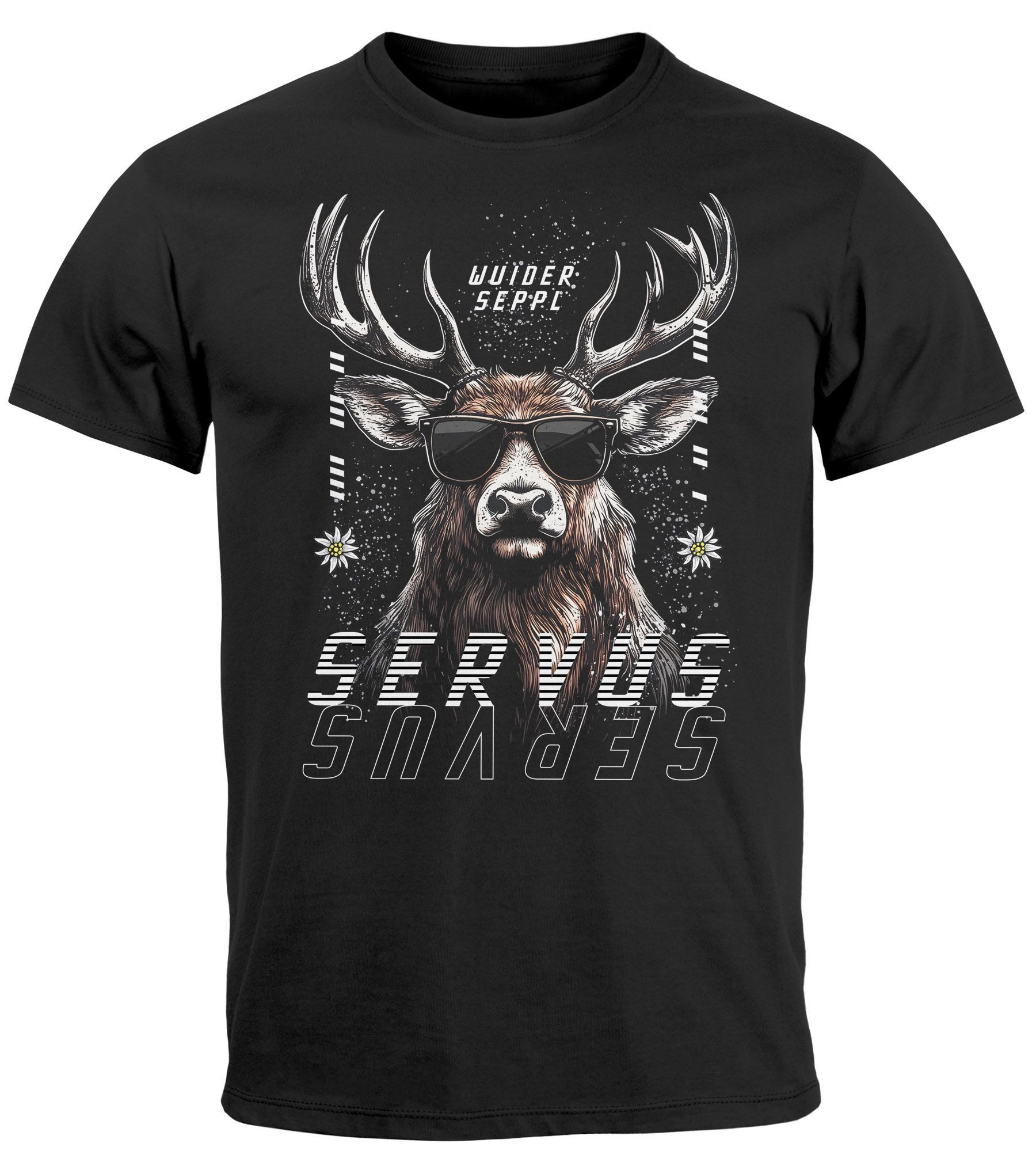 Neverless Print-Shirt Herren T-Shirt Servus Hirsch Trachtenshirt Modern Tec günstig online kaufen