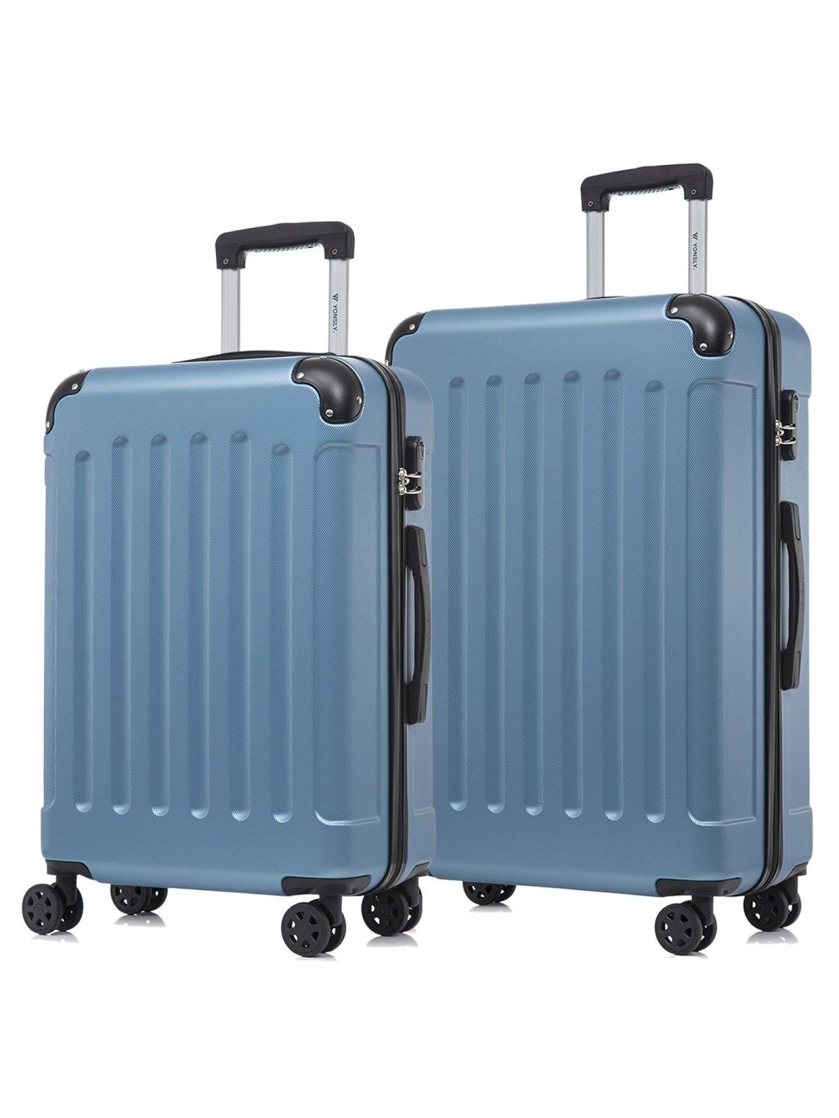 YONSLY Trolleyset Hartschalen-Reisekoffer Rollkoffer Trolley Gepäckset aus ABS, 4 Rollen, (Reiseset, 2 tlg., Größen L&XL), mit 360° Doppelrollen, Zahlenschloss und ergonomischem Gummigriff