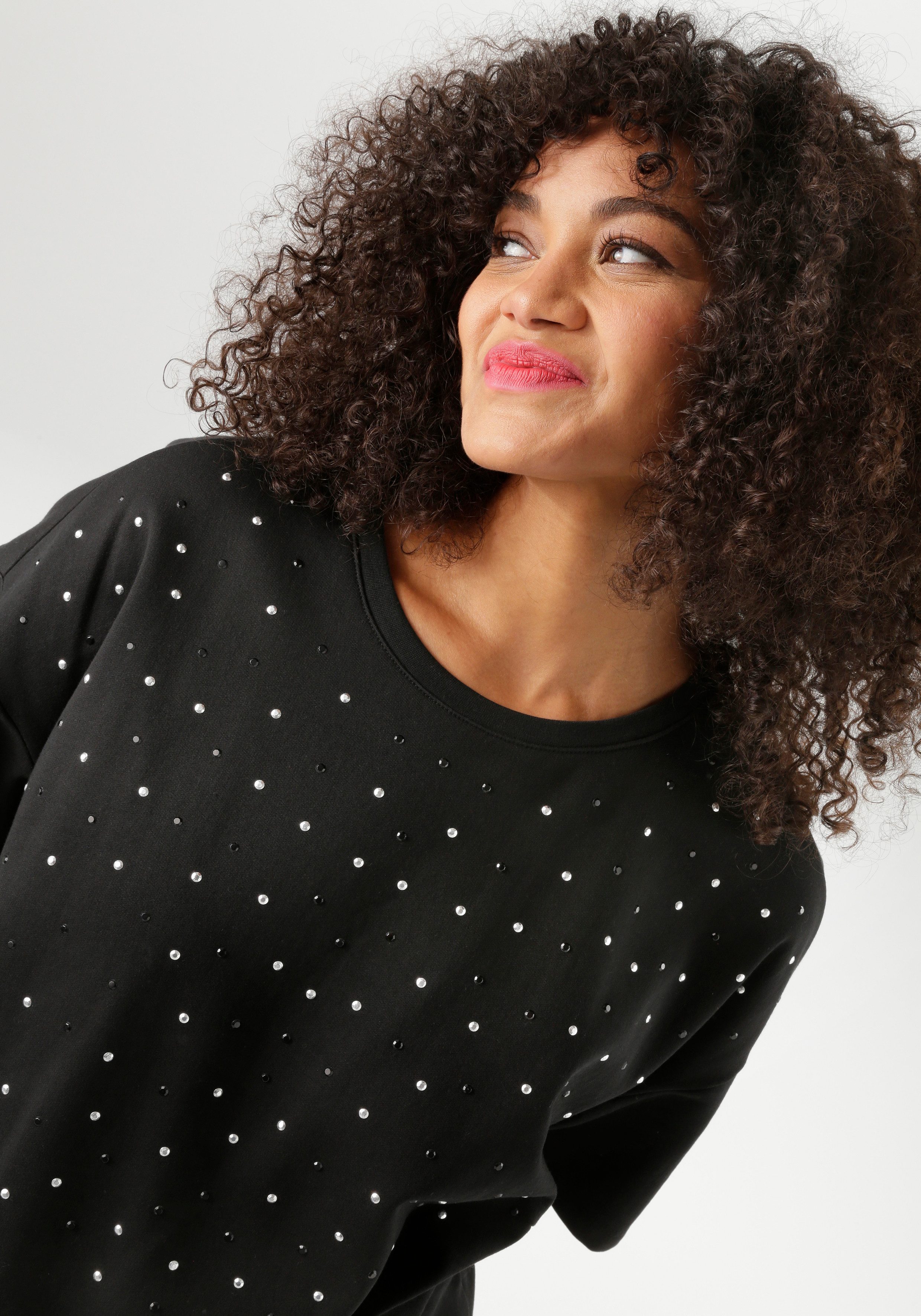 Aniston PLUS Kurzarmshirt mit Nieten Applikation verziert