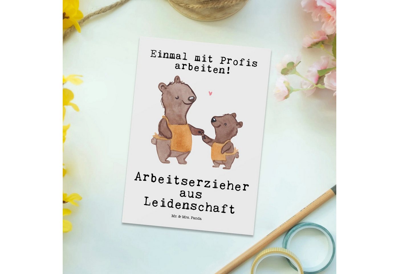 Thumbnail - Mr. & Mrs. Panda Postkarte Arbeitserzieher Leidenschaft - Weiß - Geschenk, Danke, Ausbildung, Fa, Charmante Designs