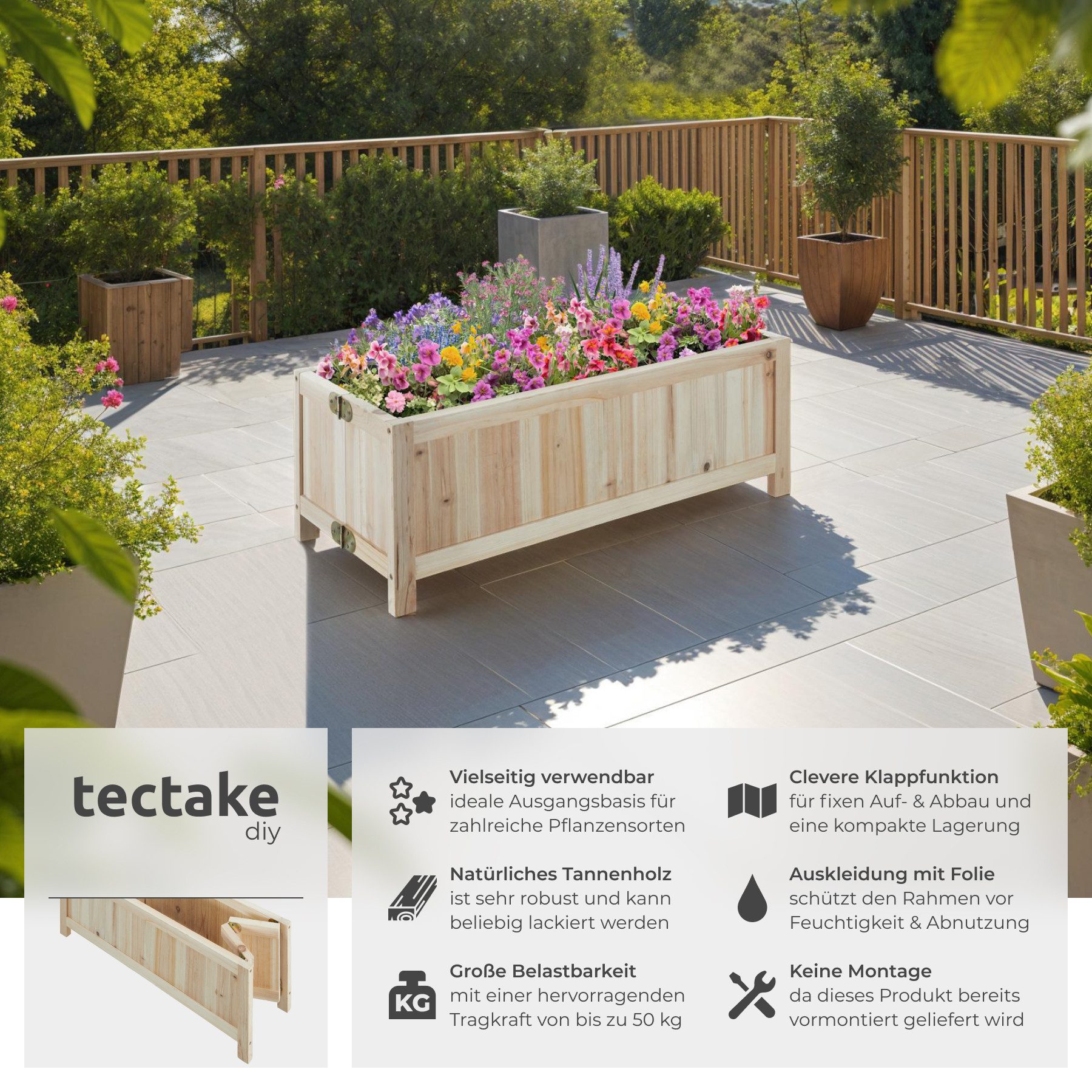 tectake Hochbeet Pflanzenkasten Blomster, klappbar, 30l, günstig online kaufen