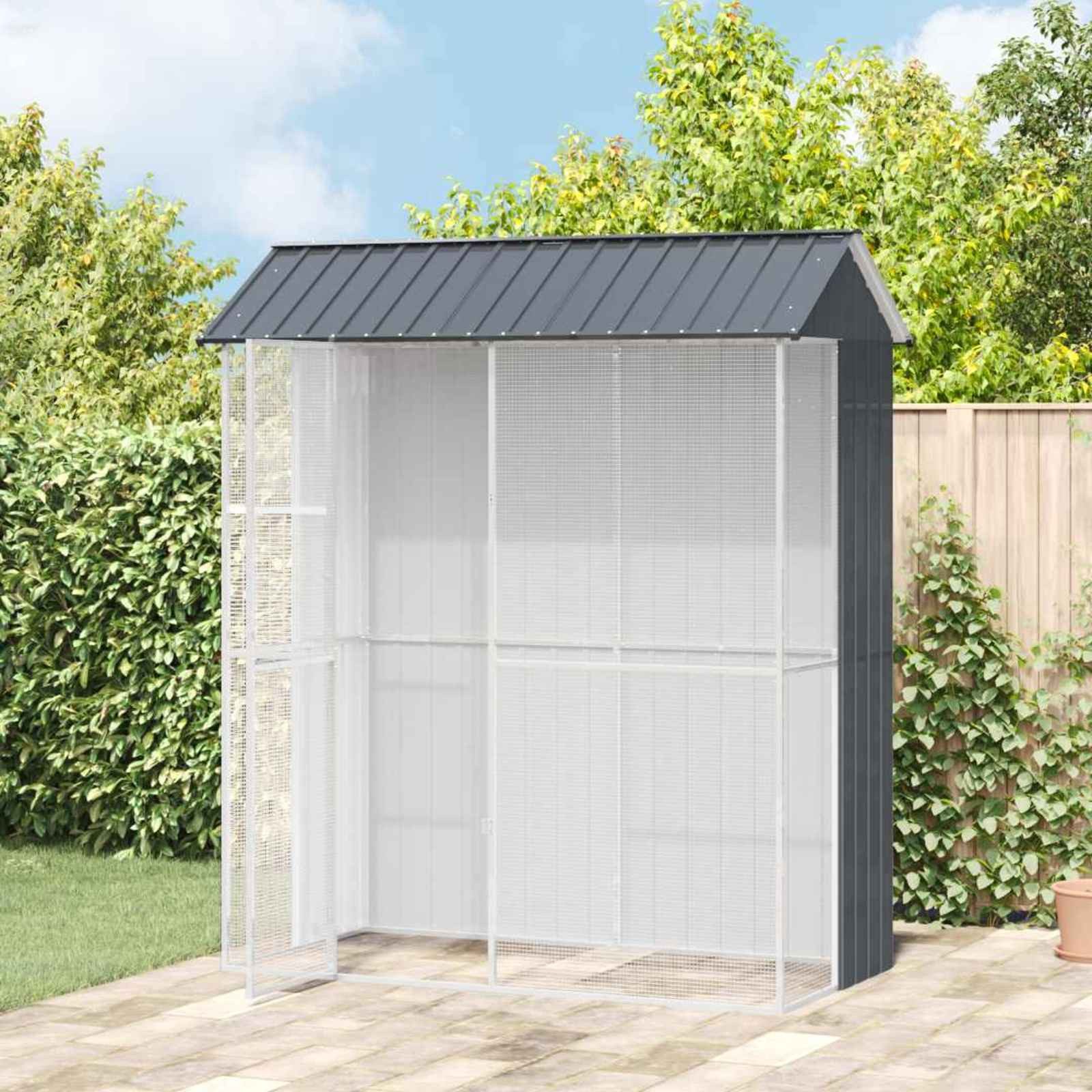 vidaXL Vogelkäfig vidaXL Vogelkäfig Anthrazit 215 x 110 x 247 cm Verzinkter Stahl