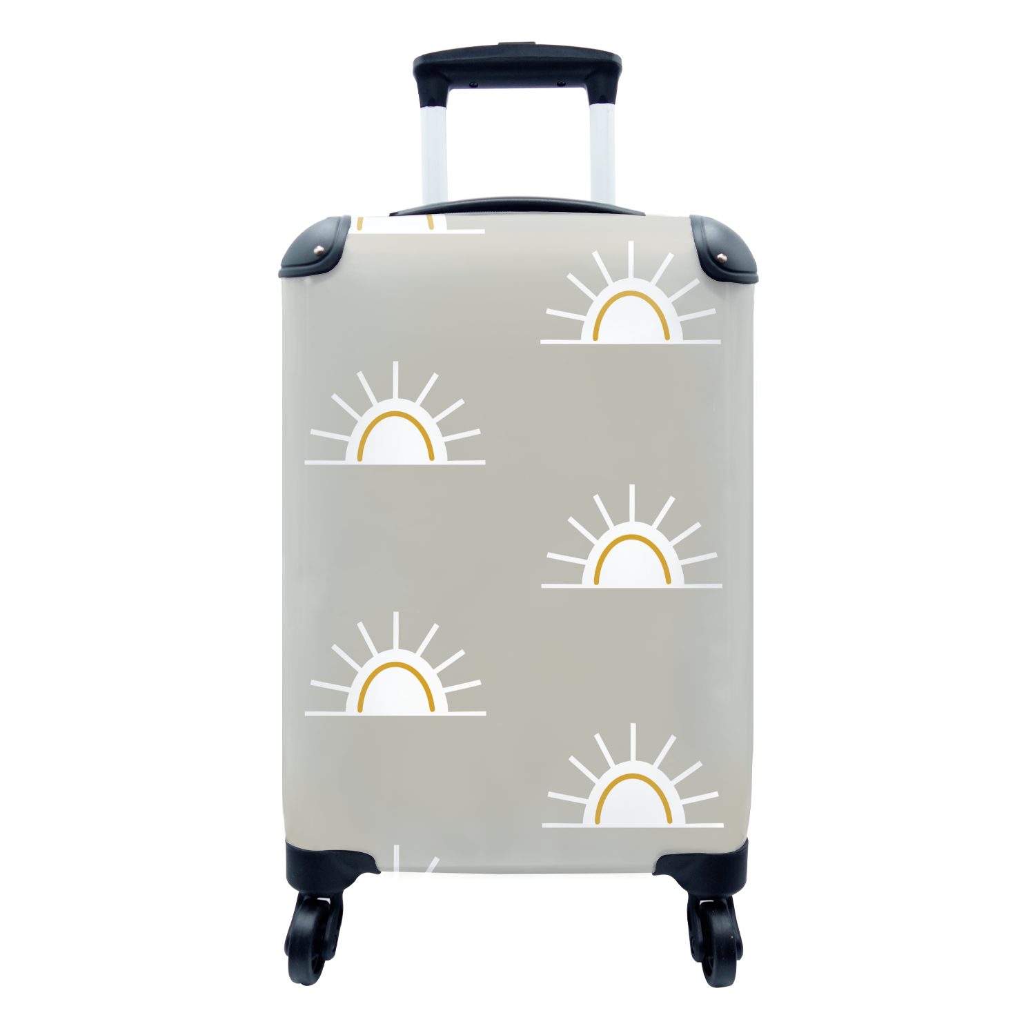 MuchoWow Handgepäckkoffer Sonne - Boho - Muster, 4 Rollen, Reisetasche mit rollen, Handgepäck für Ferien, Trolley, Reisekoffer