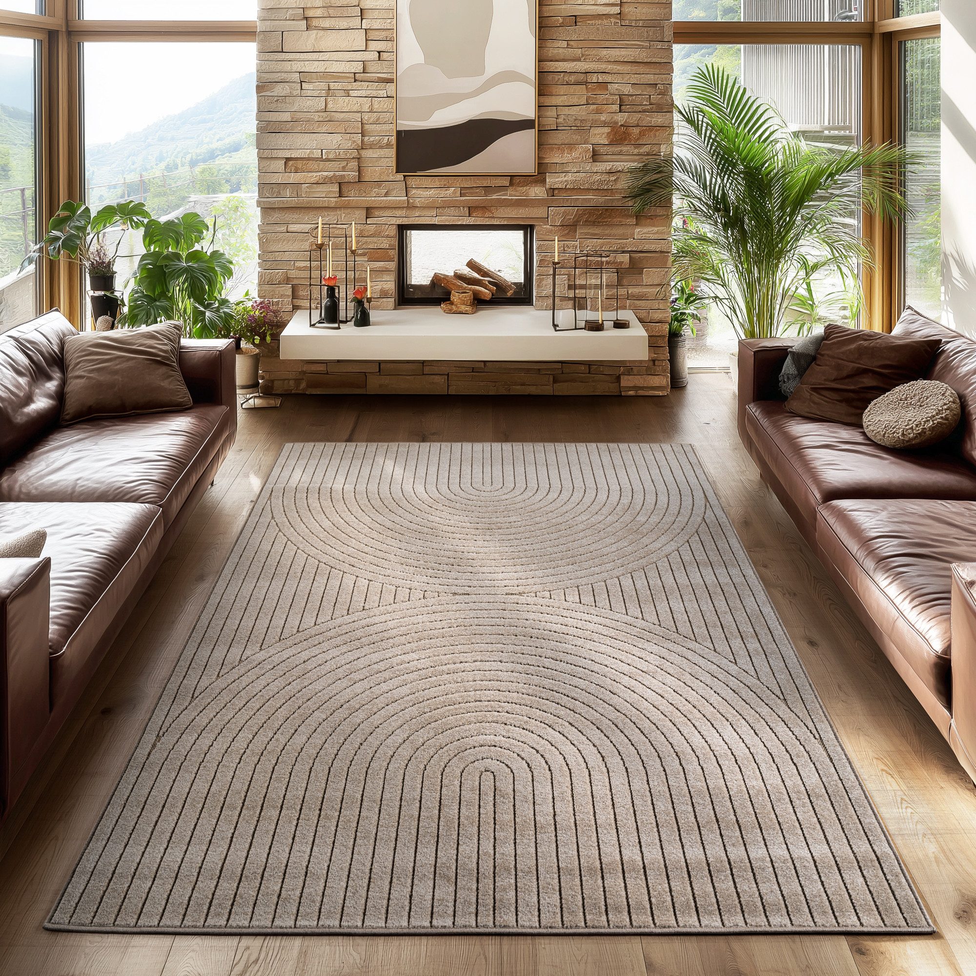 SIMPEX24 Outdoorteppich Skandinavischer 3D Design, Rechteckig, Höhe: 5 mm, Outdoor Teppich Wetterfest Modern Wohnzimmer Küchen Terrasse Balkon