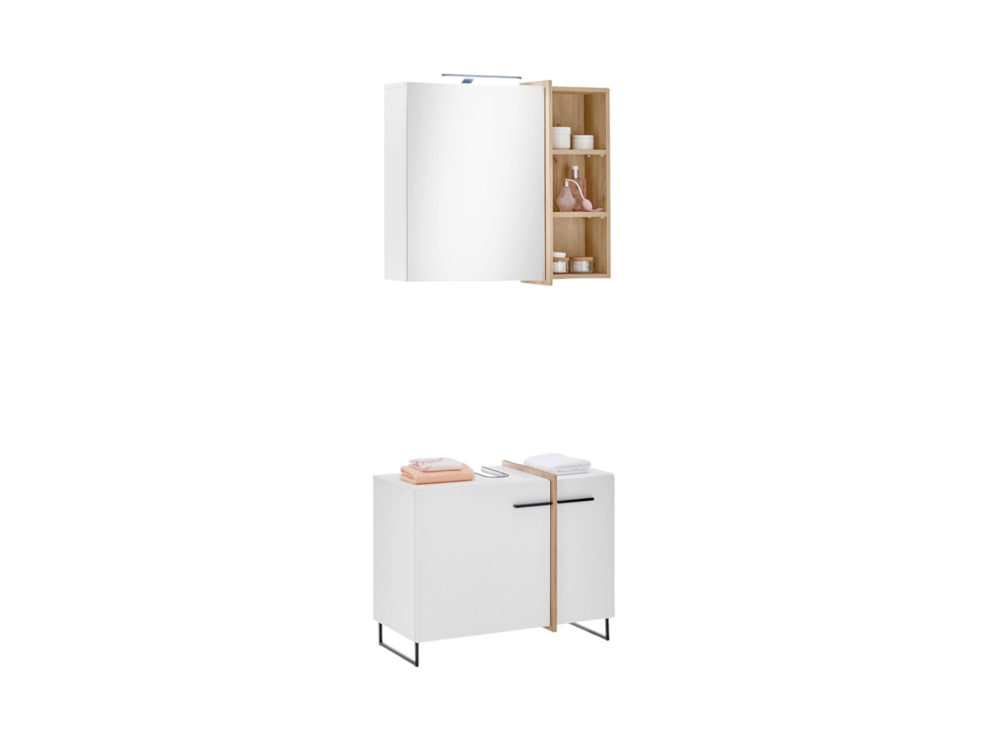 moebel-dich-auf Badmöbel-Set MESSINA, (Set 4, 2-St., Spiegelschrank, Wbu), Softclose-Funktion