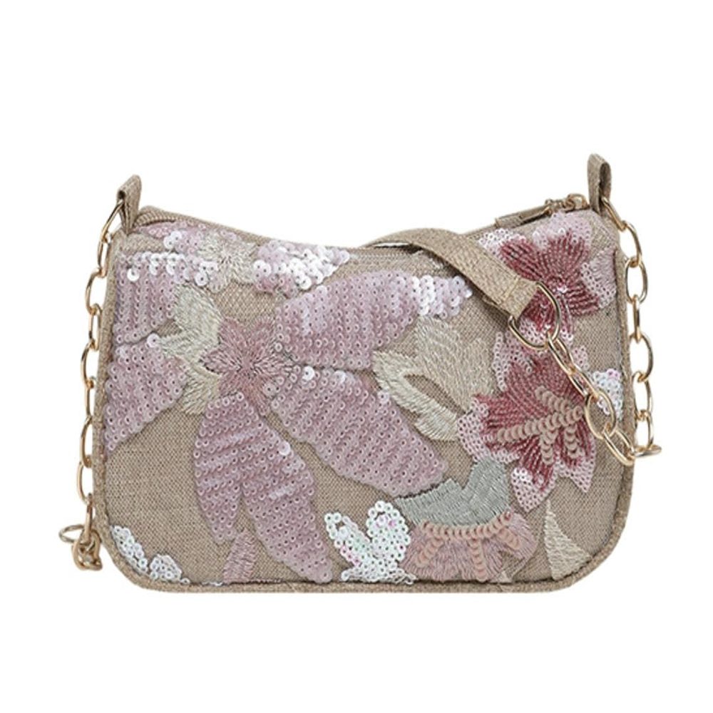 nsihing Schultertasche Damen Handtasche Blumenmuster,Schultertasche,bestickte Abendtasche, mit Kettenriemen,Handtasche für Hochzeit Party und Hochzeit