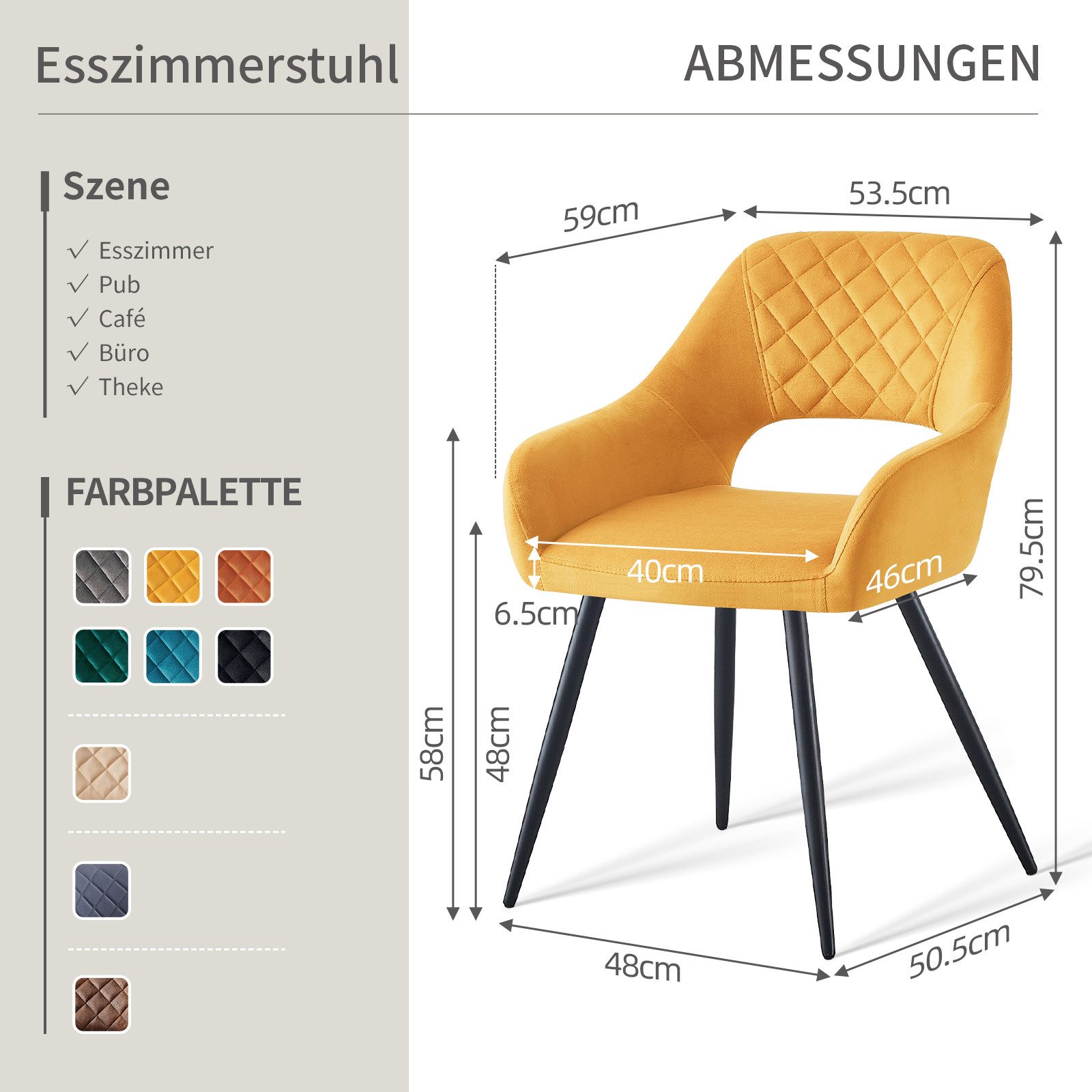 JYMTOM Esszimmerstuhl gepolsterter Sitz mit offener günstig online kaufen