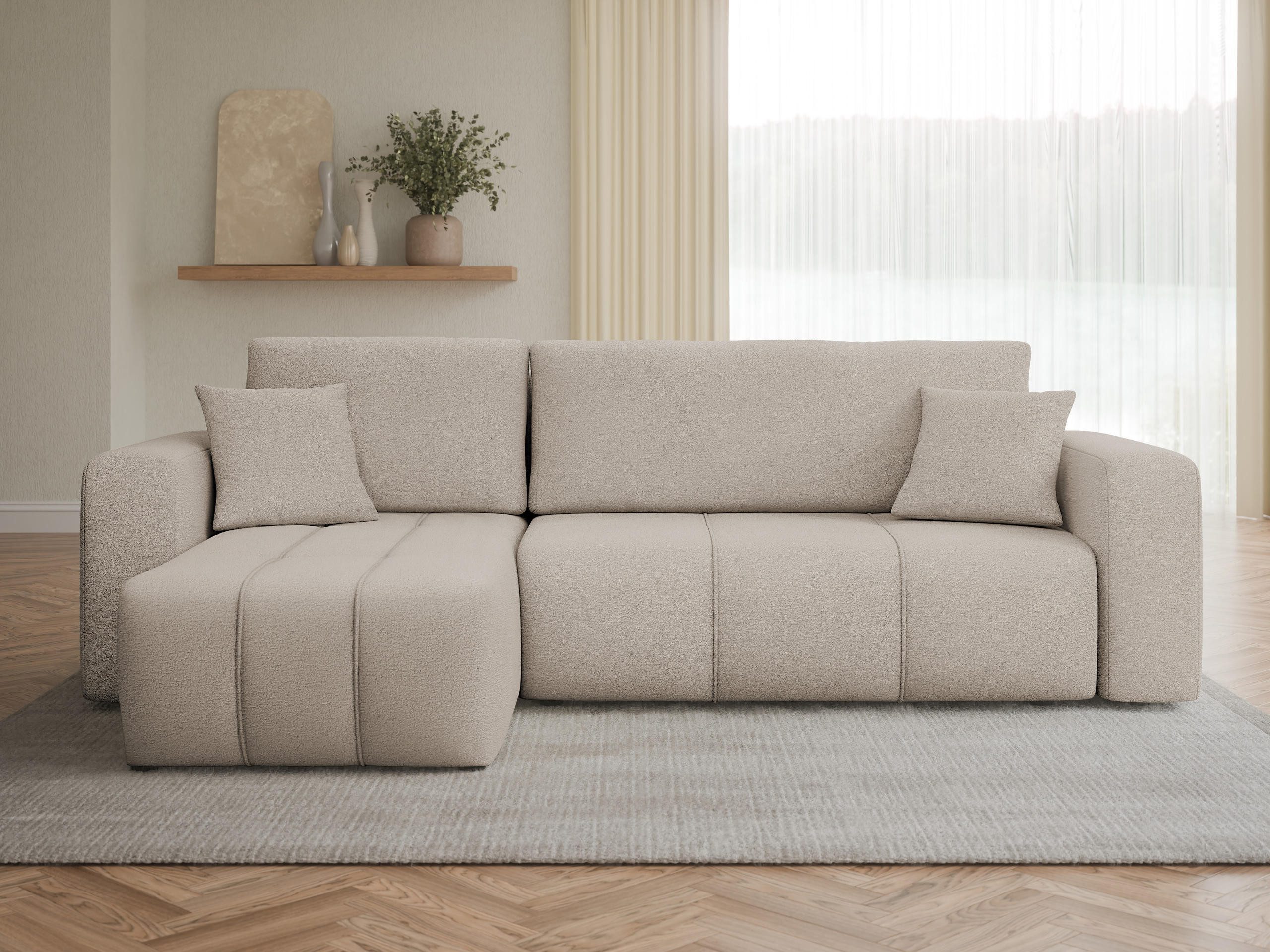 MIRJAN24 Ecksofa Fetrinu, mit Bettkasten und Schlaffunktion, L-Form, Seite Universal