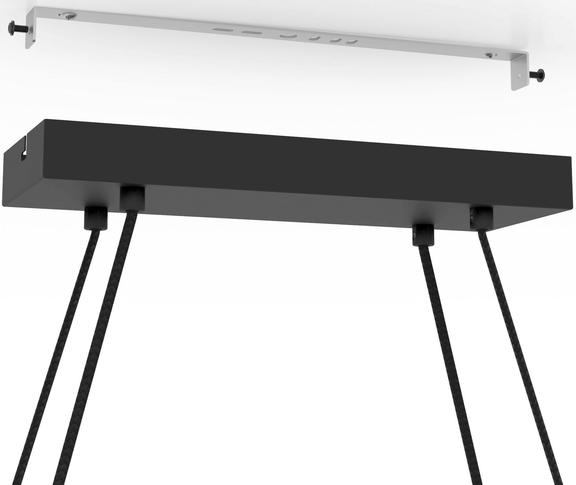EGLO Hängeleuchte EDALE, ohne Leuchtmittel, Leuchtmittel wechselbar, Hängeleuchte in schwarz und braun aus Stahl, Holz - exkl. E27 - 40W