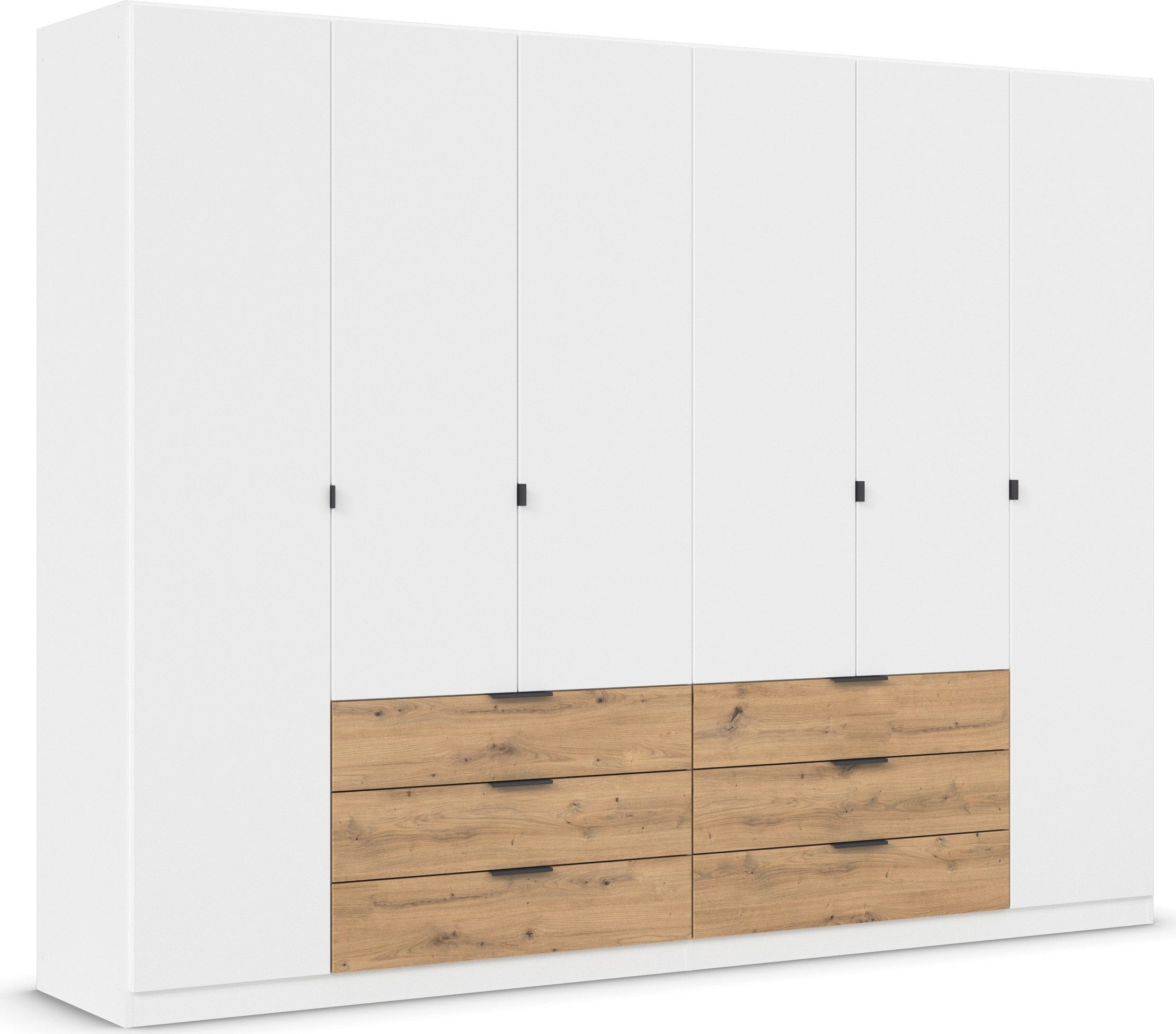 rauch Drehtürenschrank Kleiderschrank Schrank Garderobe Schlafzimmerschrank DAVOA mit farblich abgesetzten Schubkästen in Eiche Artisan MADE IN GERMANY
