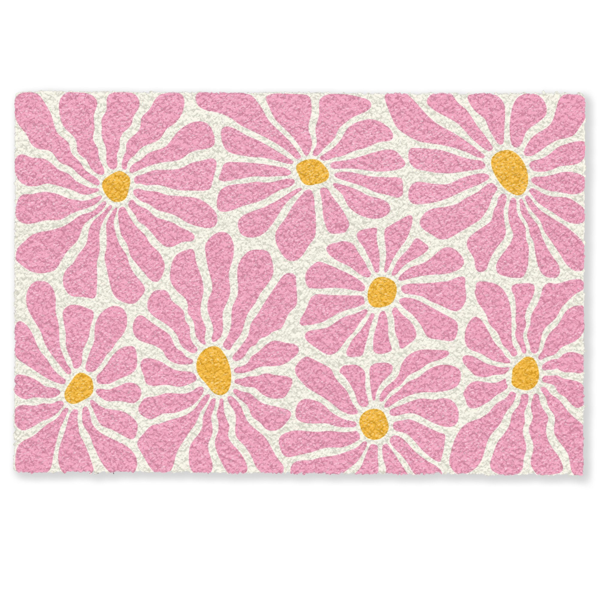 MuchoWow Fußmatte Blumen - Muster - Rosa - Beige - Orange, Rechteckig, inne günstig online kaufen