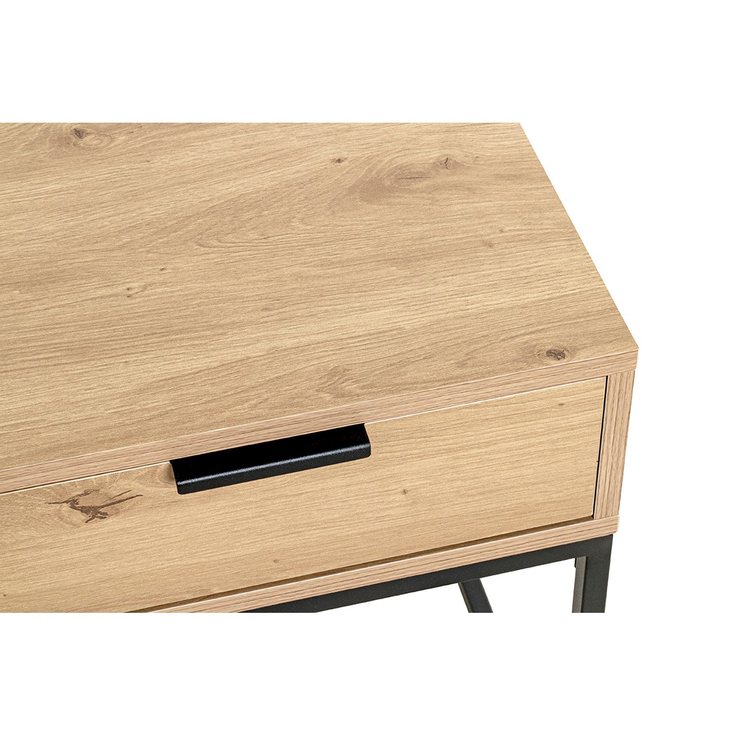 HAKU Konsolentisch Konsole - eiche-schwarz - Metall, Spanplatte - H.50cm x B.40cm (1xKonsole, Beistelltisch - Schminktisch), Wandregal - Ablage - Konsolentisch - Sideboard