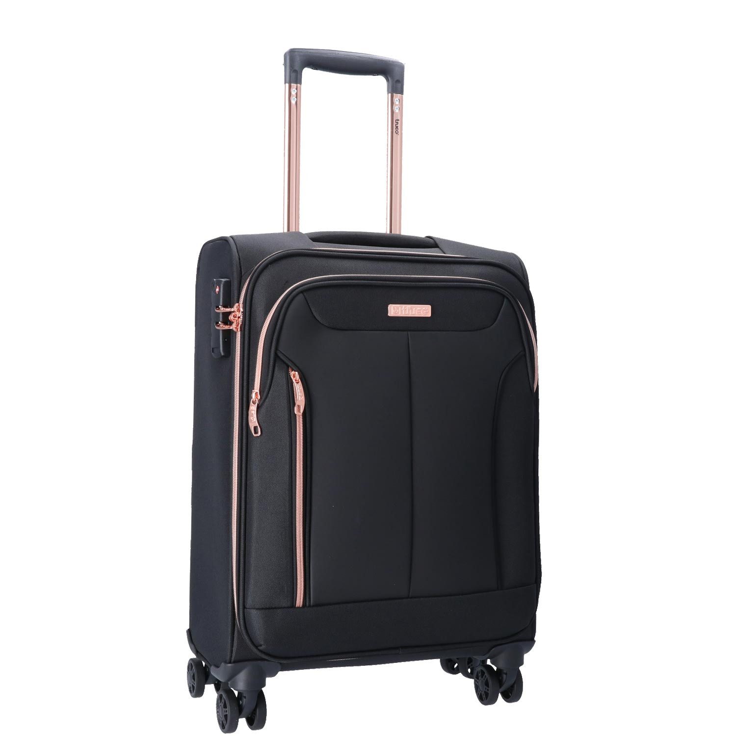 TheTrueC Koffer TheTrueC 4 Rollen Koffer Superlight 55cm Kopenhagen black/rose, 4 Rollen Rollen