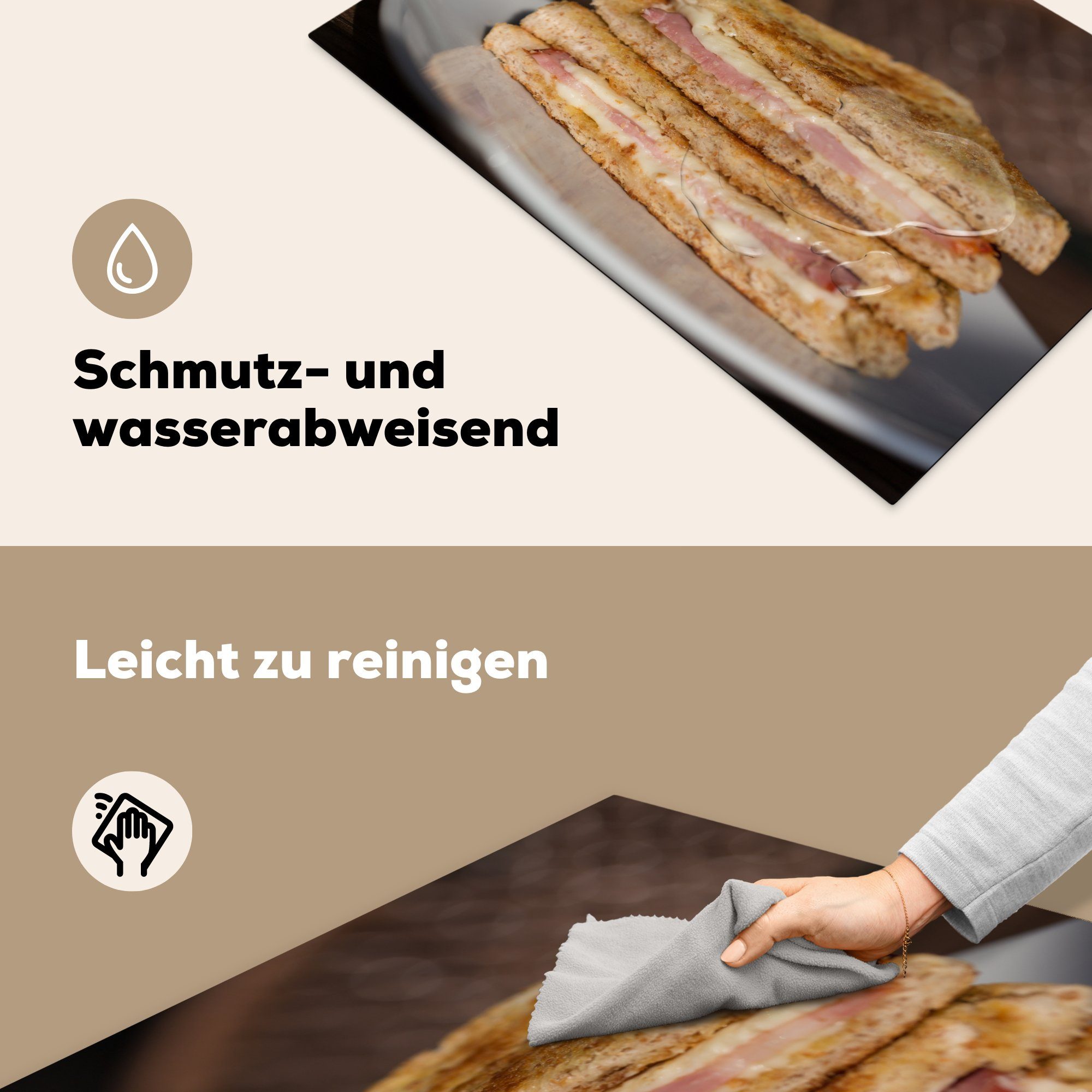 MuchoWow Herdblende-/Abdeckplatte 81x52 Vinyl, zum Ceranfeldabdeckung (1 für Sandwich küche, tlg), cm, die Induktionskochfeld Mittagessen, Stapelbares oder Frühstück Schutz