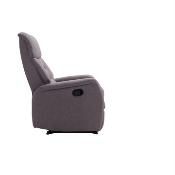 IDIMEX Relaxsessel RELAJO, Relaxsessel Fernsehsessel Liegesessel TV Sessel mit Stoffbezug in grau