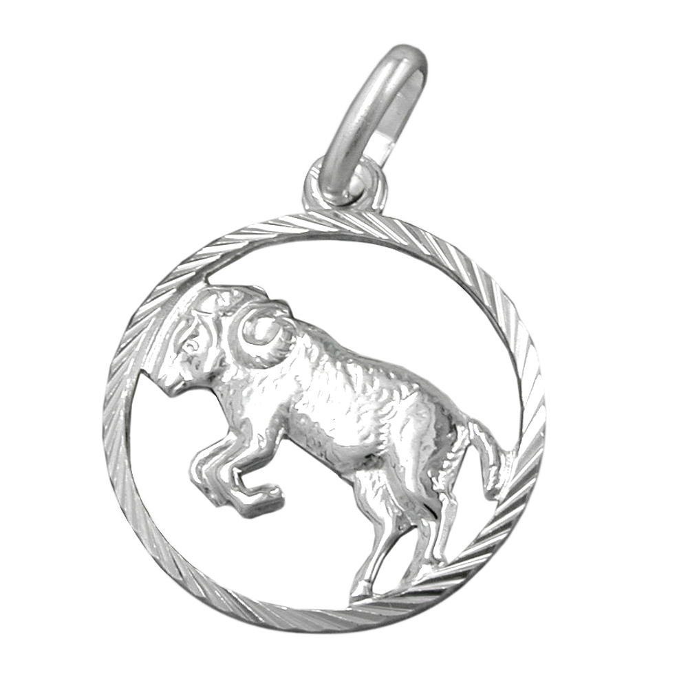 unbespielt Sternzeichenanhänger Anhänger Sternzeichen Widder 925 Silber 15 mm kl. Schmuckbox, Silberschmuck für Damen und Herren