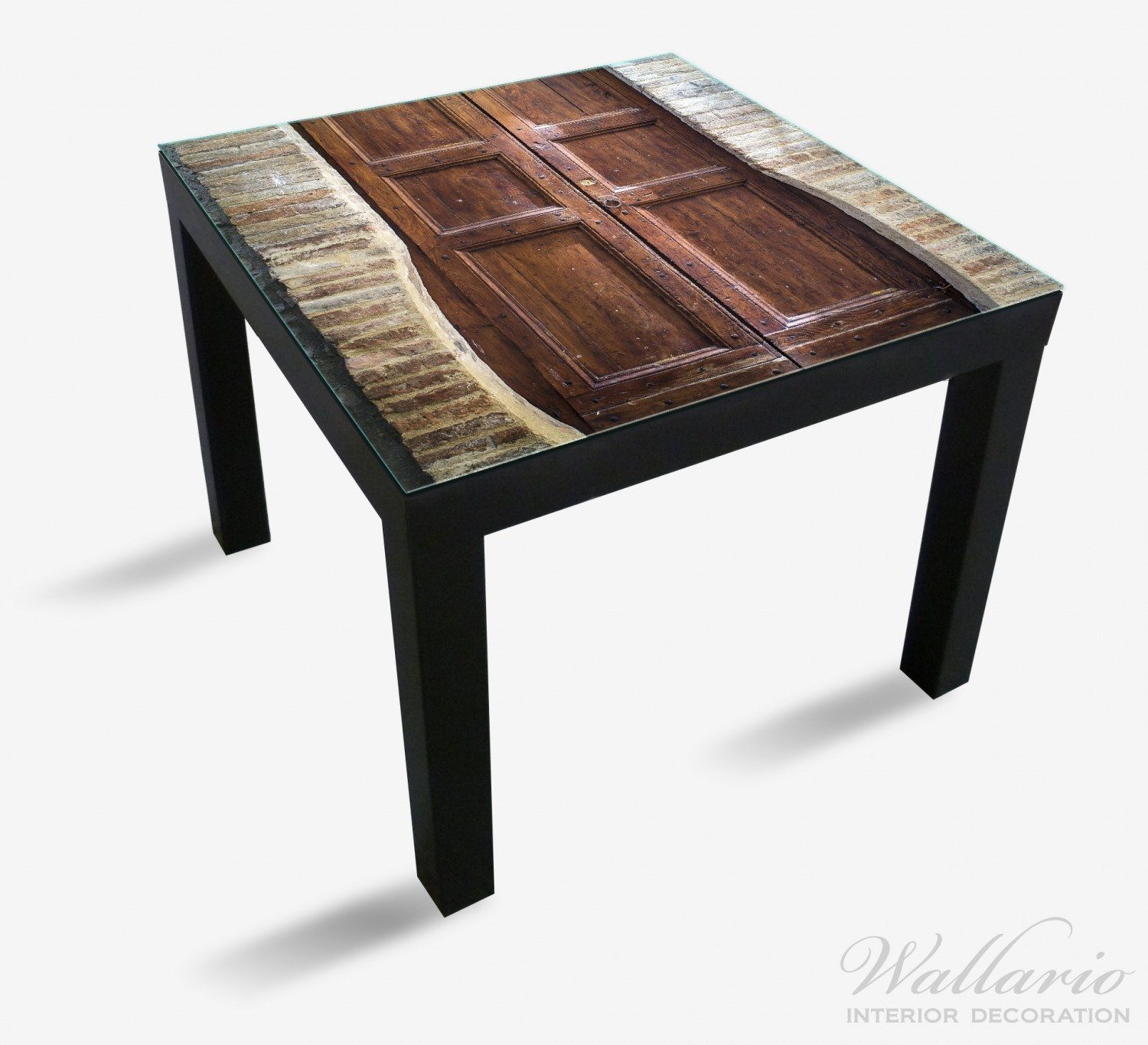 Wallario Tischplatte Holztür Tisch St), Lack (1 braun Ikea für geeignet