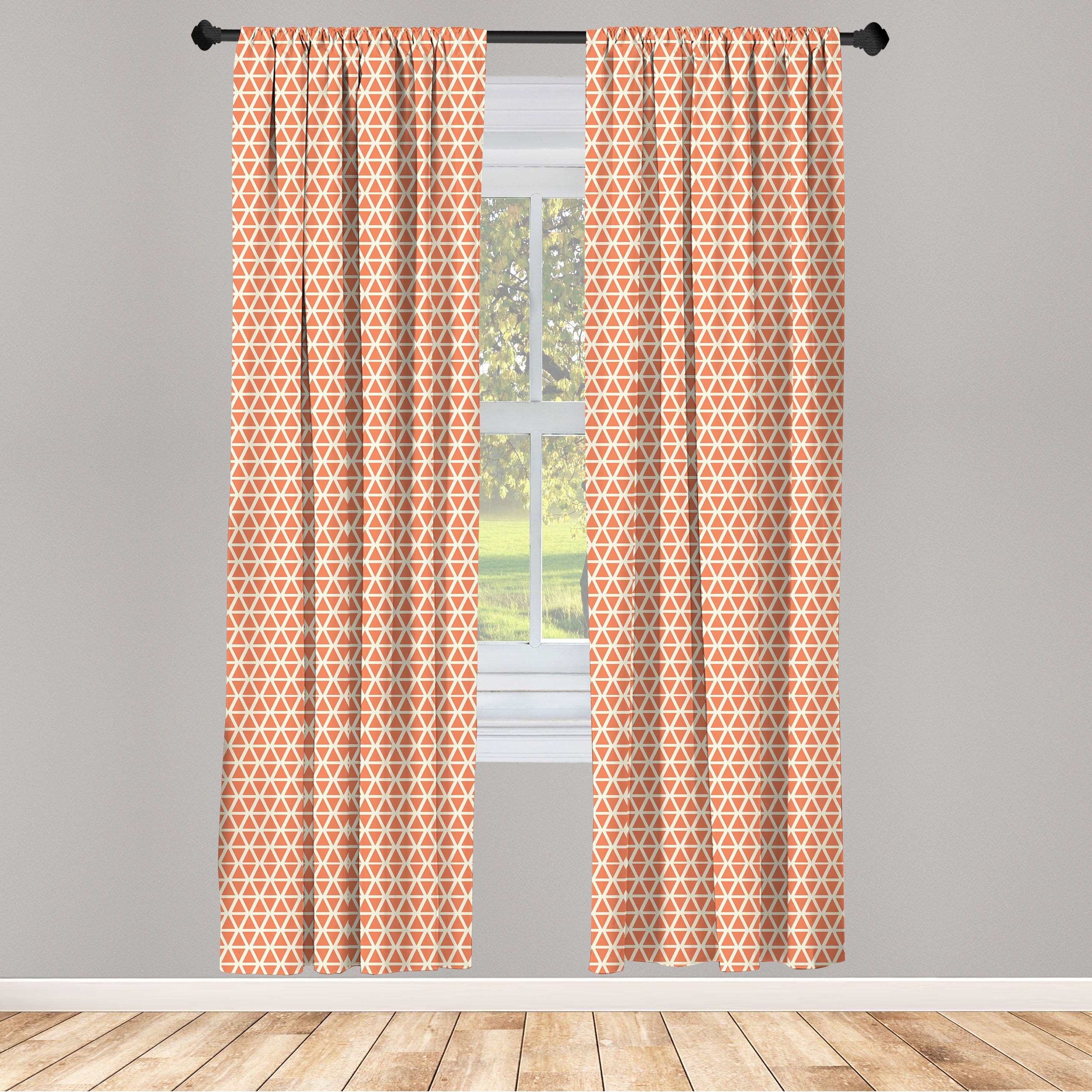 Gardine Vorhang für Wohnzimmer Schlafzimmer Dekor, Abakuhaus, Microfaser, Orange Groovy Weiche Triangles