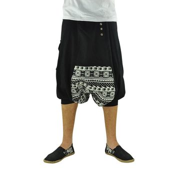 virblatt Shorts Haremshose Herren kurz & kurze Haremshose Damen, Unisex, Hippie mitteltiefer Schritt, 2 verschließbare Seitentaschen, Gürtelschlaufen