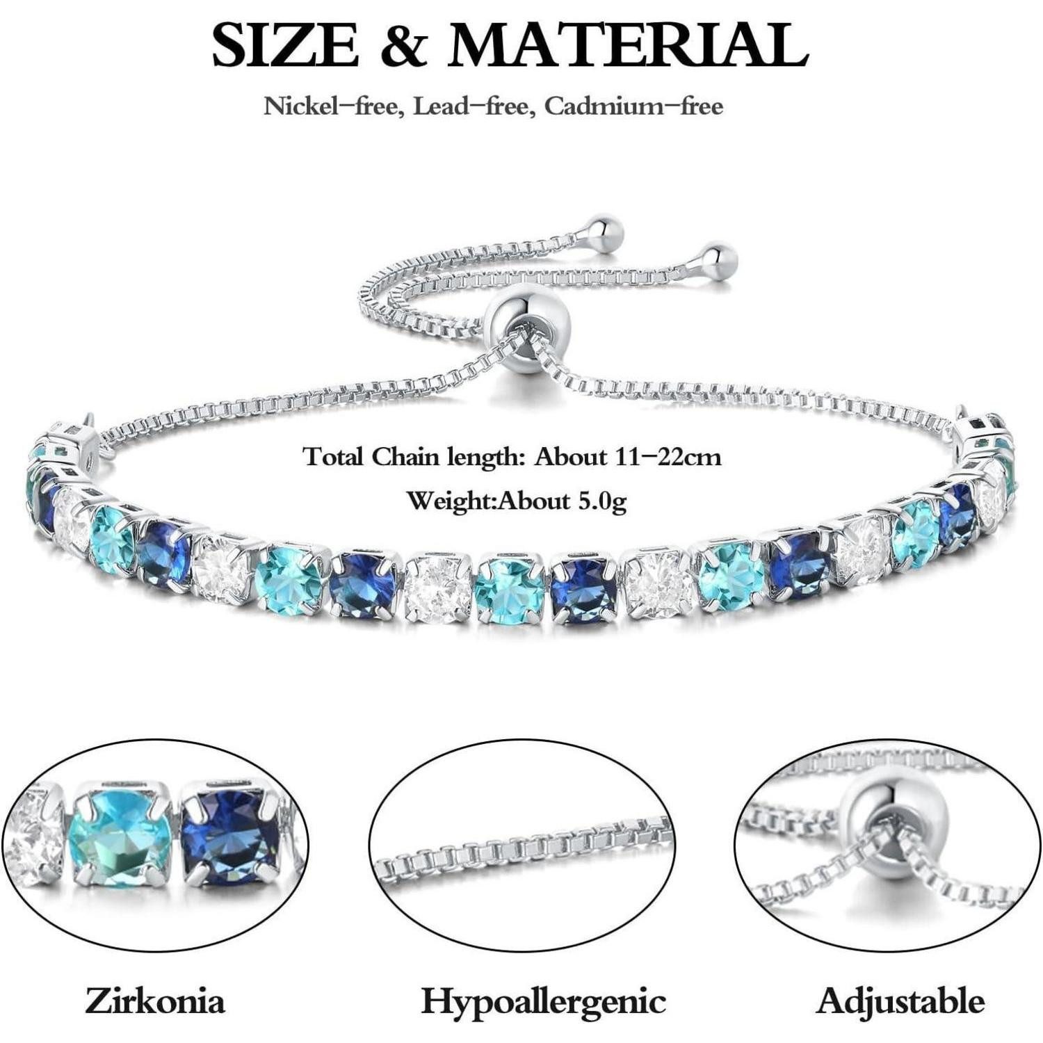 LuxusKollektion Tennisarmband Armkette Damen Glitzer Muttertag Geschenk Silber Armband Blau Zirkonia
