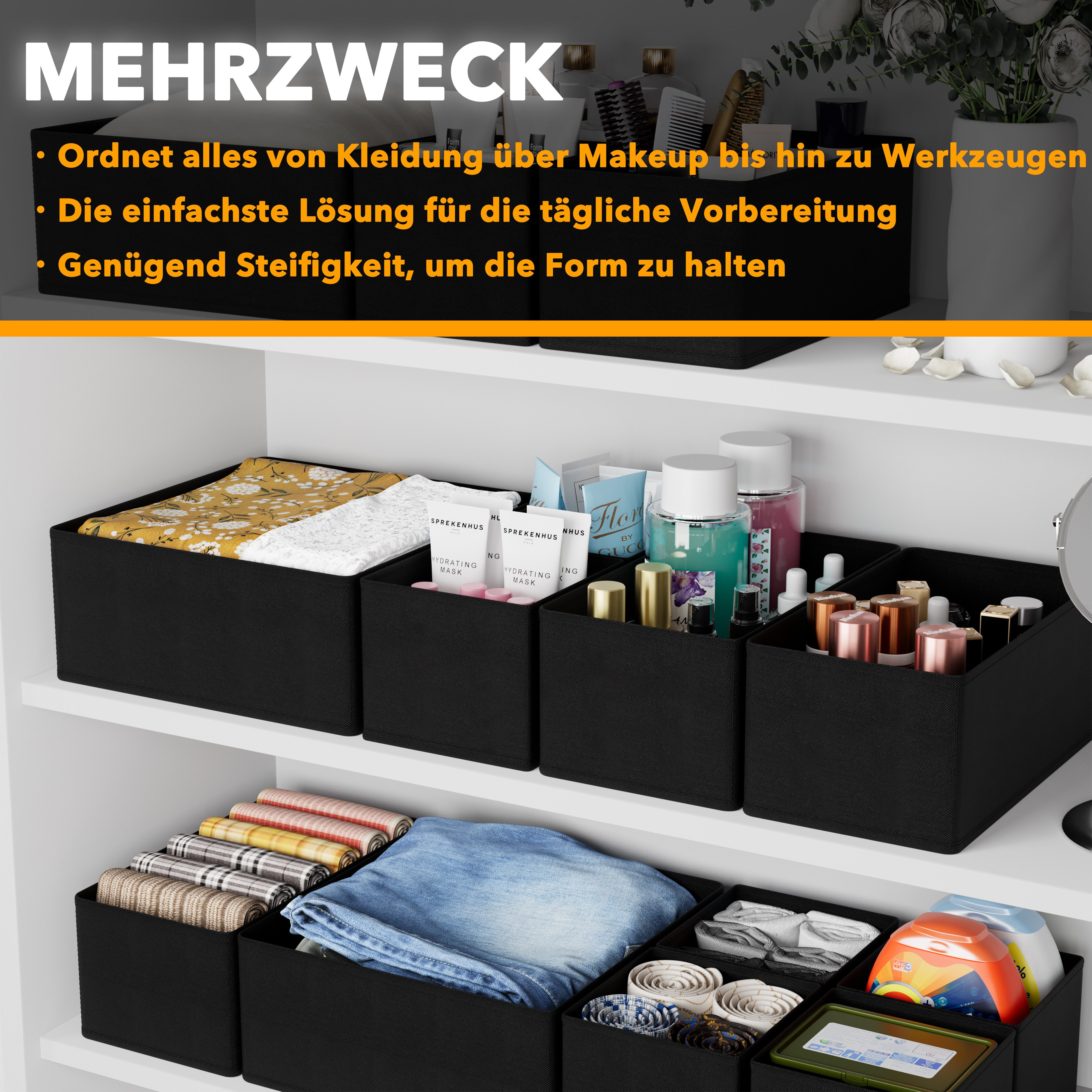 SpaceAid Auflagenbox 12 er Schubladen Organizer (Unterwäsche Organizer), Faltbare Aufbewahrungsbox Stoff – Bild 4 von 5