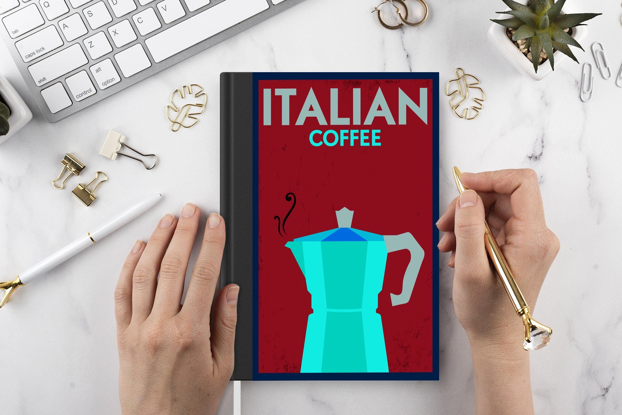 Notizbuch A5, Italienischer - - Kaffee, Kaffee - Notizheft, Zitate MuchoWow Jahrgang Seiten, 98 Tagebuch, Journal, Haushaltsbuch Italien - Merkzettel,