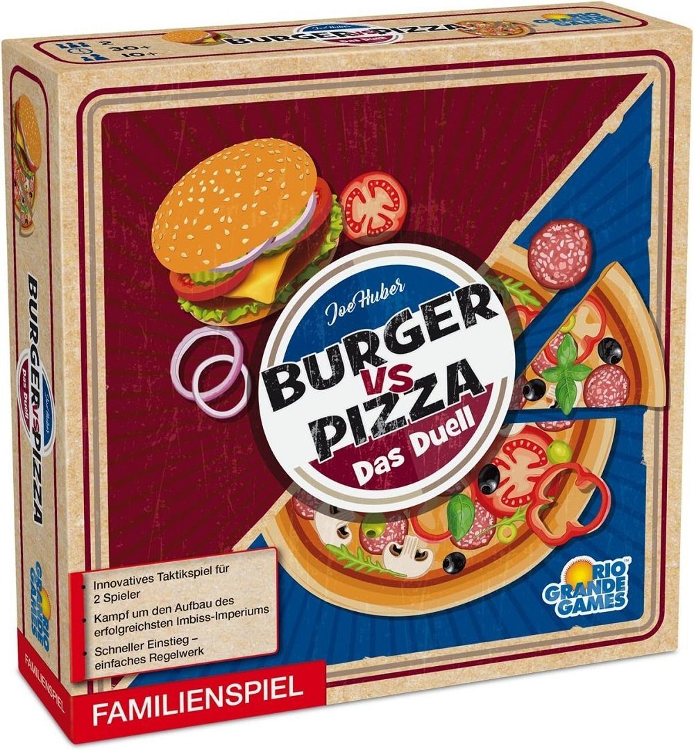 Rio Grande Games Spiel Burger vs. Pizza -das Duell - Innovative Taktikspiel, Restaurants - Imbiss - Imperium Familienspiel