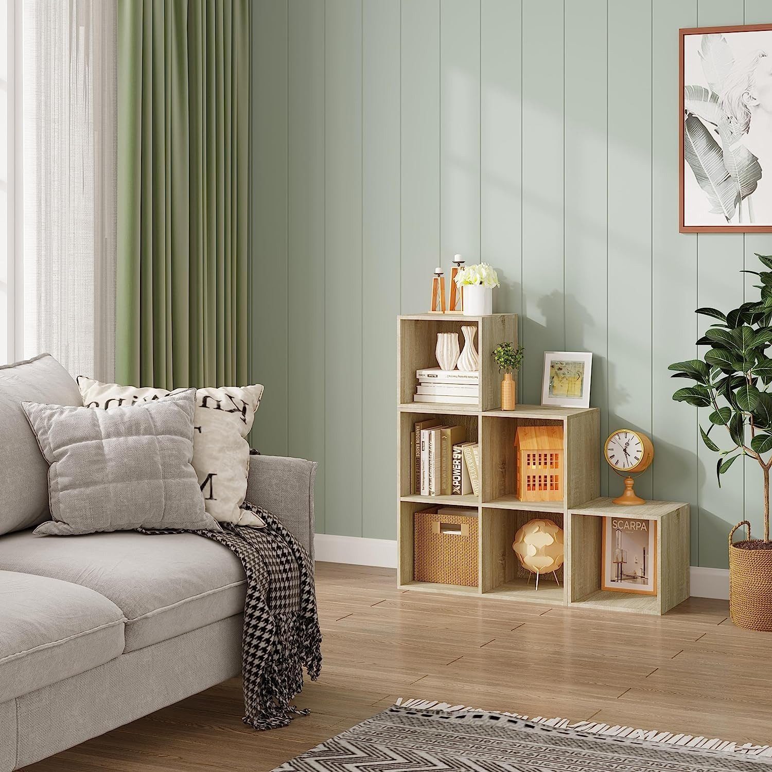 Woltu Bücherregal, 1-tlg., Würfelregal Schrank mit 6 Fächern, 90x90x30cm günstig online kaufen