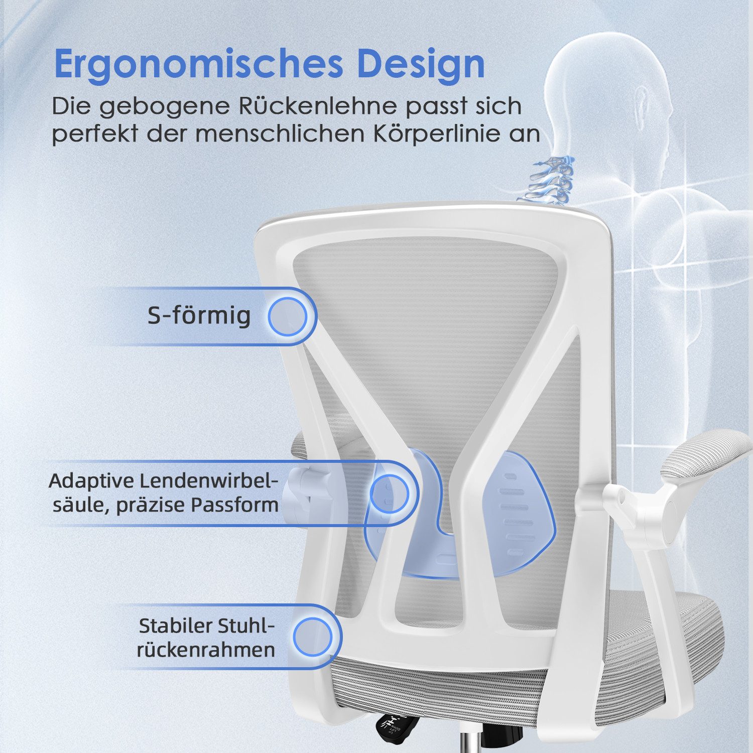 Adormii Bürostuhl Bürostuhl mit klappbaren Armlehnen,Ergonomischer günstig online kaufen