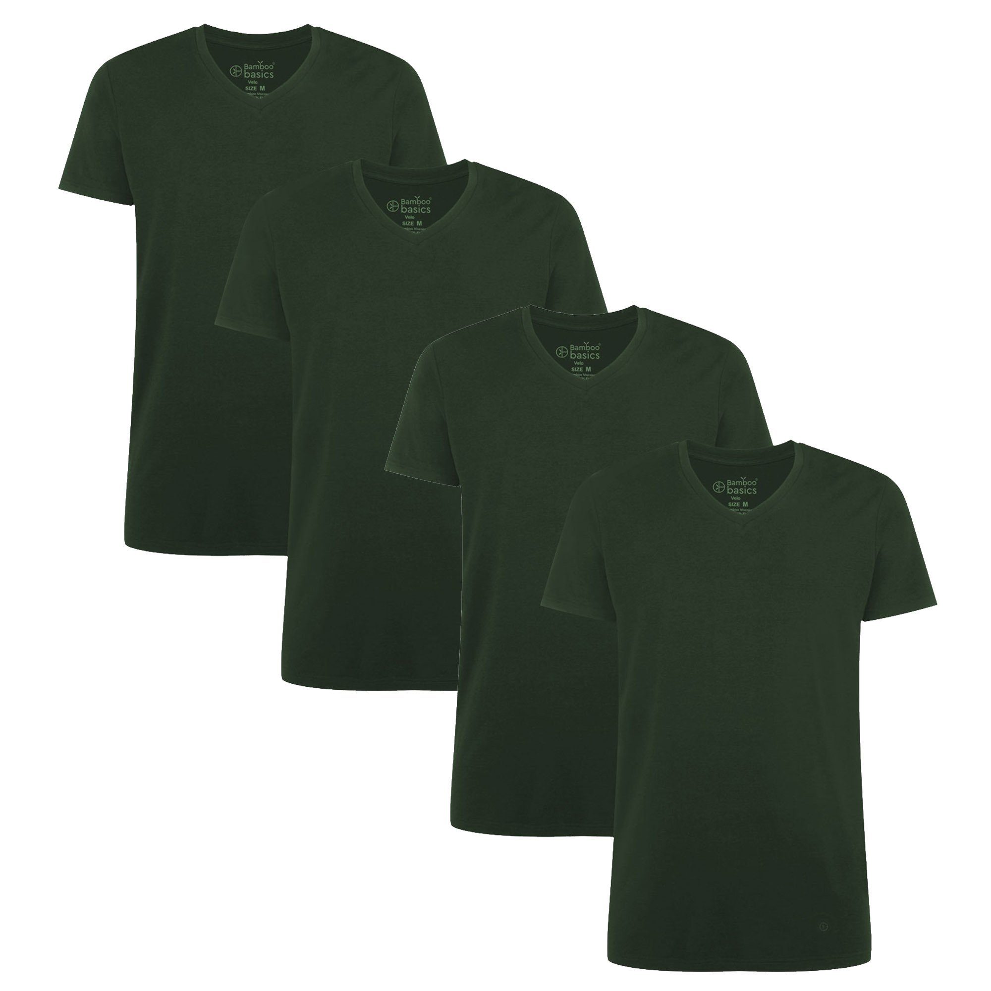 Bamboo basics T-Shirt Damen T-Shirt KATE, 4er Pack - Unterhemd Grün