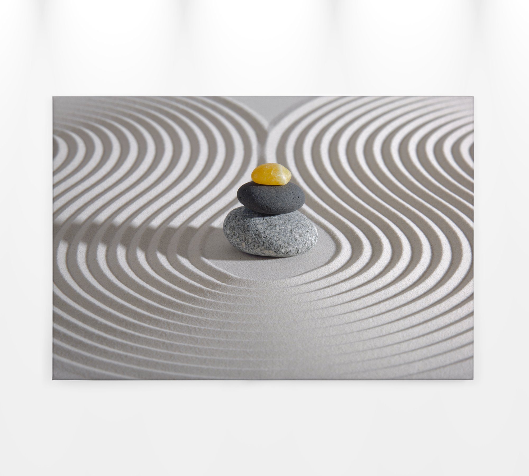 A.S. Création Leinwandbild, Leinwandbild Steine Sand Grau Gelb 90x60 DD120321 Keilrahmen Wandbild