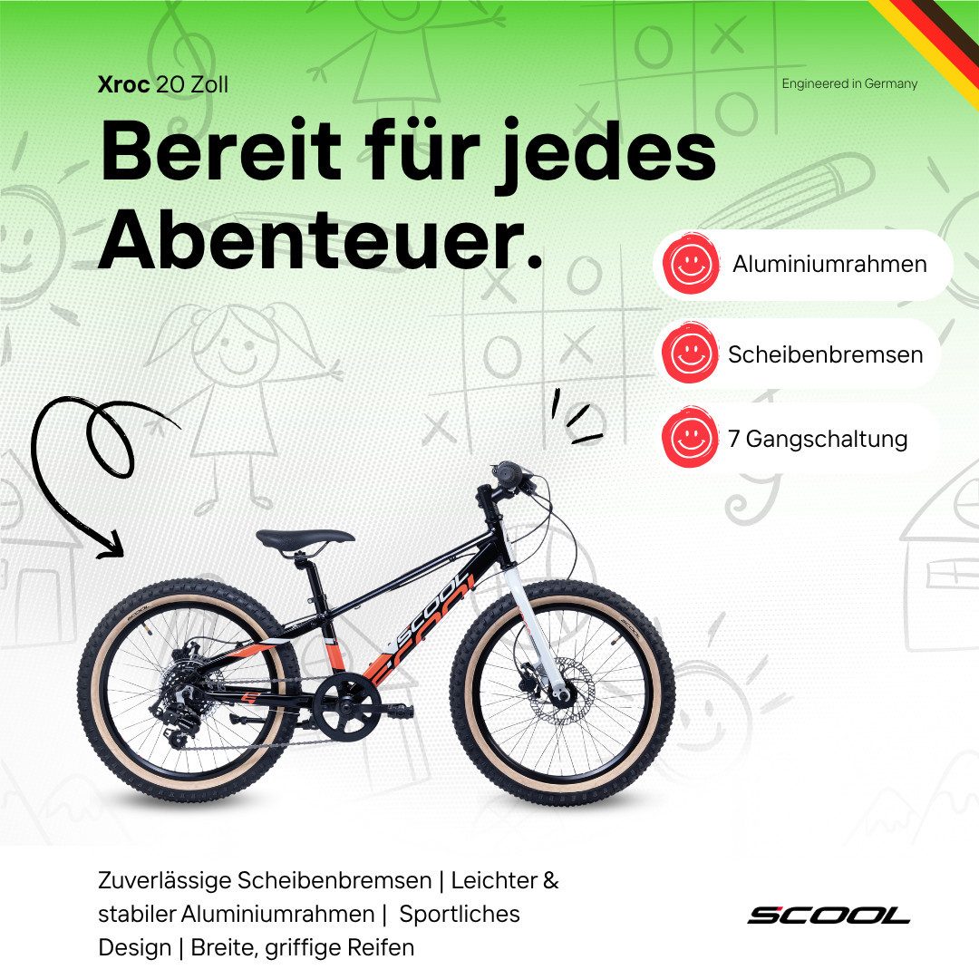 S’COOL Jugendfahrrad Xroc disc 20 Zoll, Jugendfahrrad, 20 Zoll, sportlich, 7 Gang