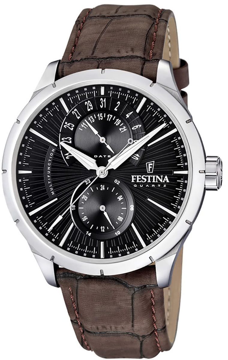 Festina Multifunktionsuhr UF16573/X Festina Herren Uhr Elegant F16573/X, (Analoguhr), Herren Armbanduhr rund, Lederarmband schwarz
