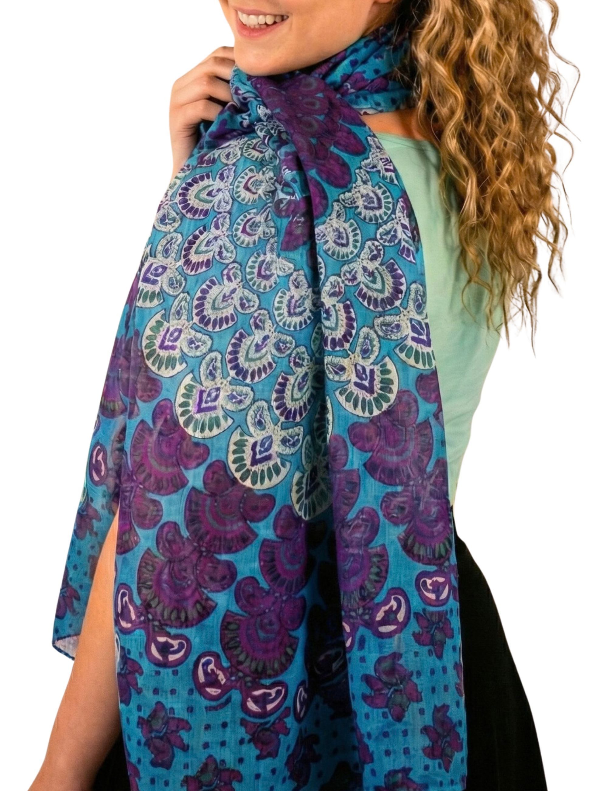 Sunsa Halstuch Damen Schal Tuch Baumwolle Halstuch Sommer Scarf mit Blumen, Blumenmotive Aufdruck