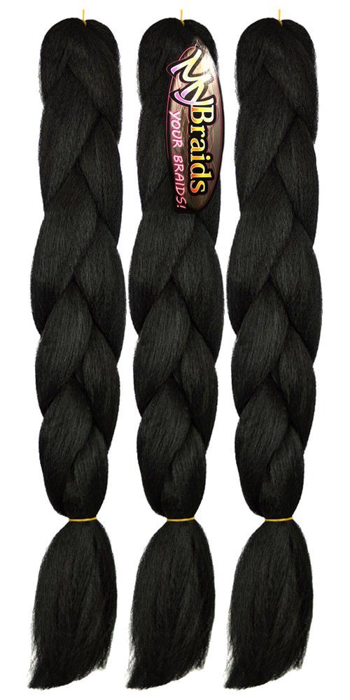 Kunsthaar-Extension Zöpfe im Jumbo MyBraids Braids Flechthaar Pack 3er 1-farbig Naturschwarz BRAIDS! 2-AY YOUR