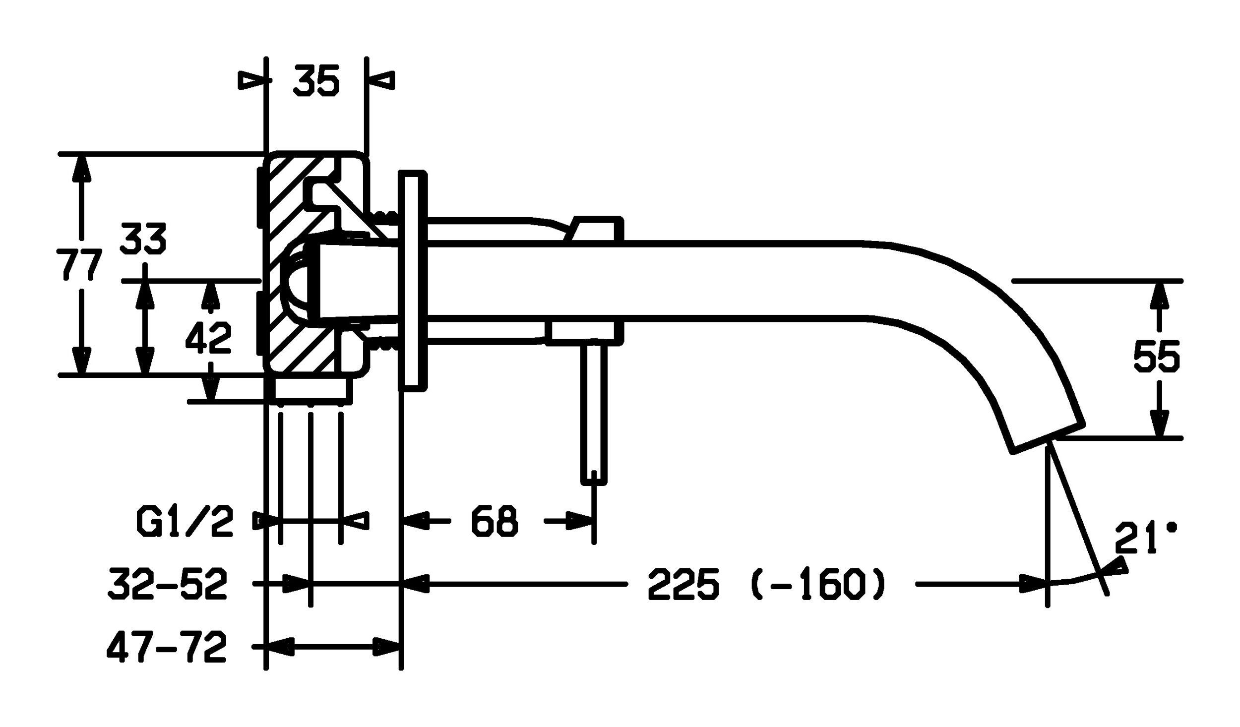 HANSA Waschtischarmatur Hansapublic Fertigmontageset Einhand-Wandbatterie f. mm 26 Wandeinbau Ø