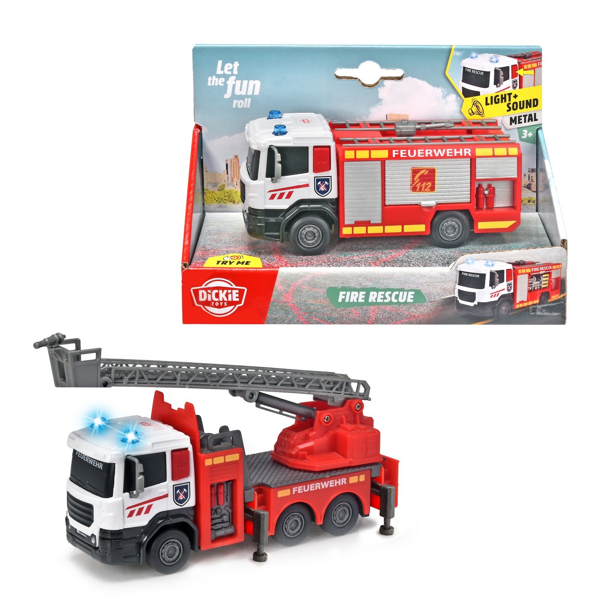 Dickie Toys Modellauto Dickie Toys 203712016 - Scania Fire Rescue: Feuerwehr mit Licht &, Maßstab 1:32, mit Licht & Sound