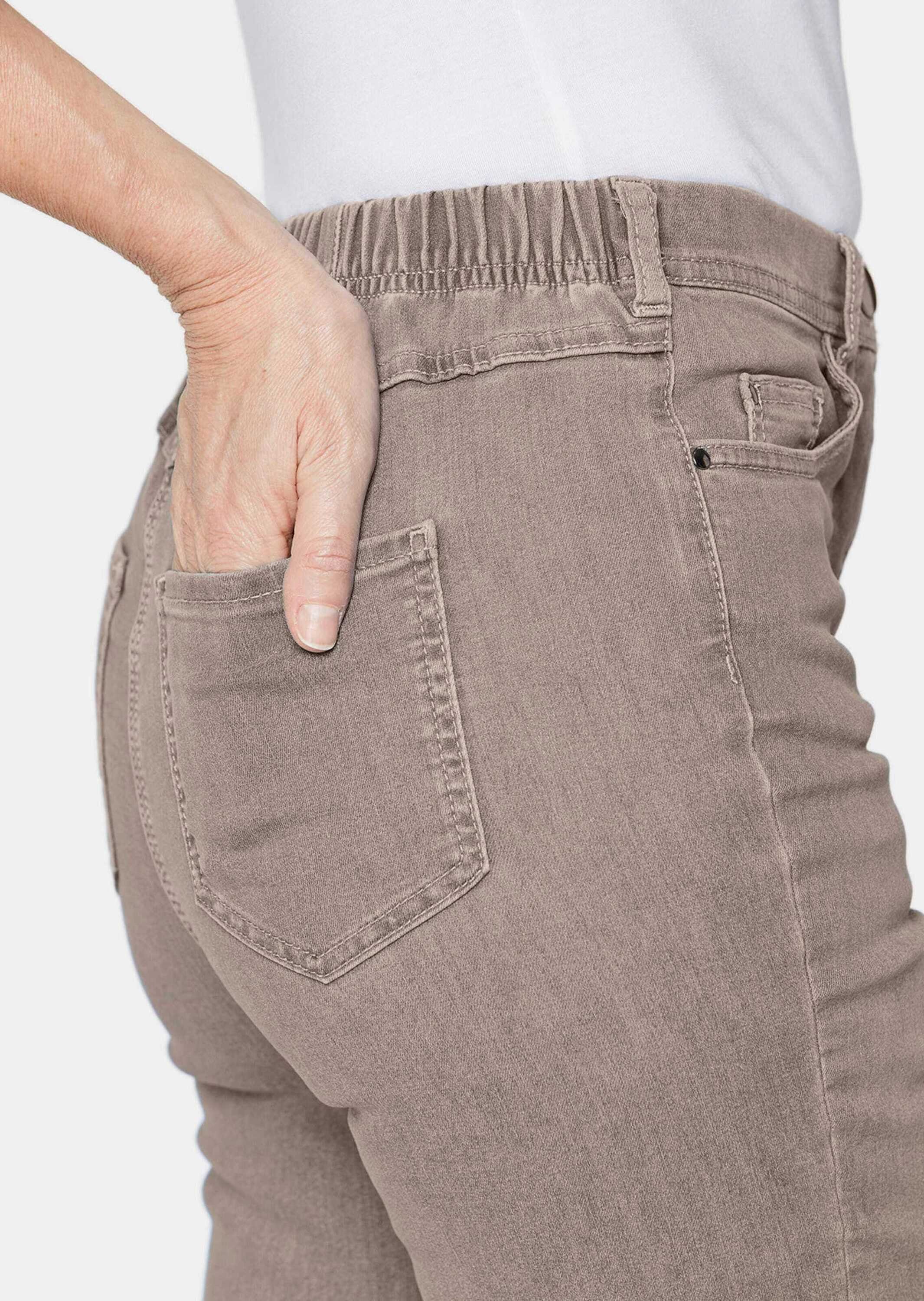 High-Stretch-Jeanshose Jeans Bequeme Bequeme Kurzgröße: taupe GOLDNER