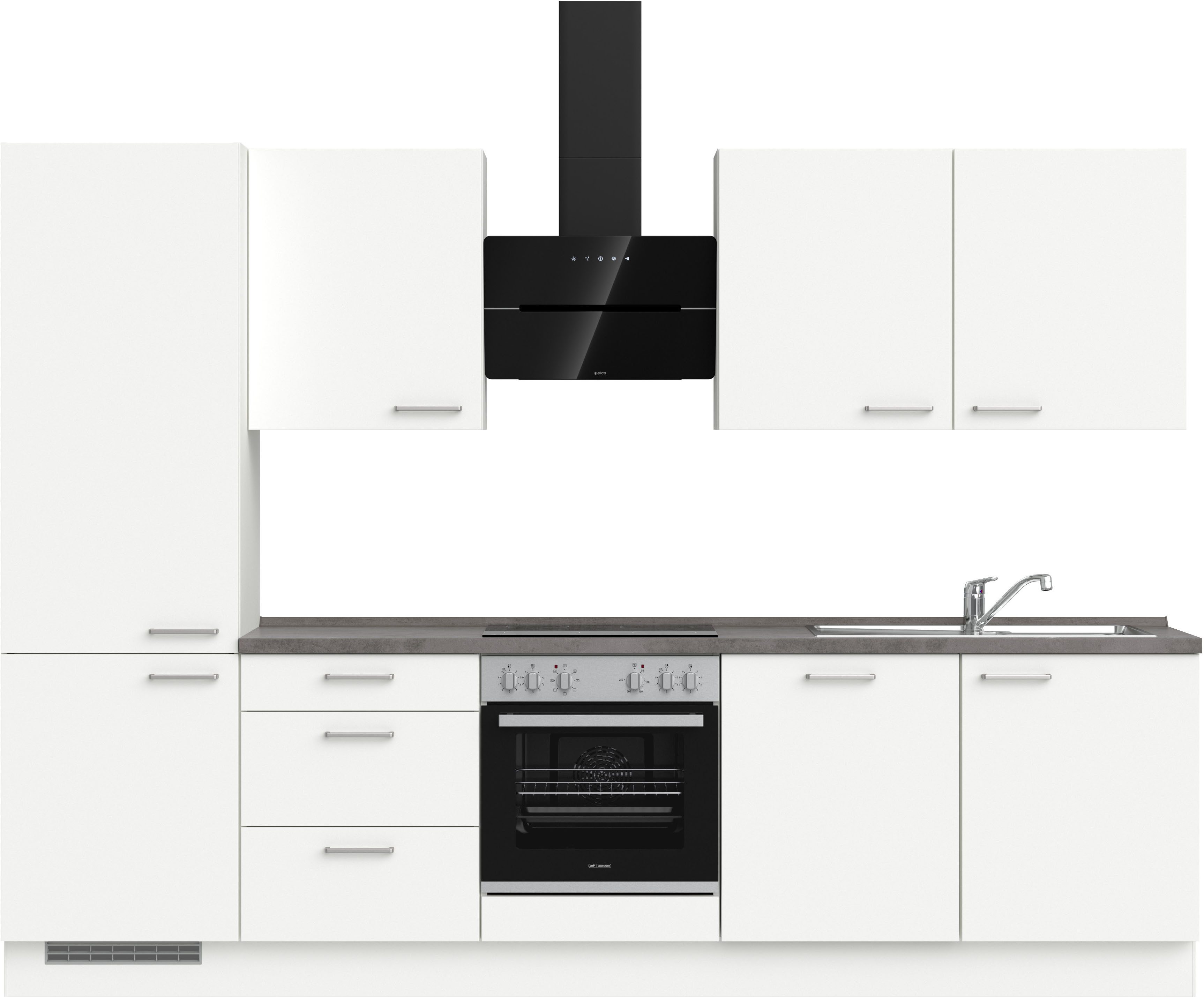 nobilia® Küchenzeile "Touch II", NEU: individuell anpassbar mit gratis Profi-Beratung, vormontiert, Breite 300 cm, Ausrichtung wählbar, wahlw. mit E-Geräten