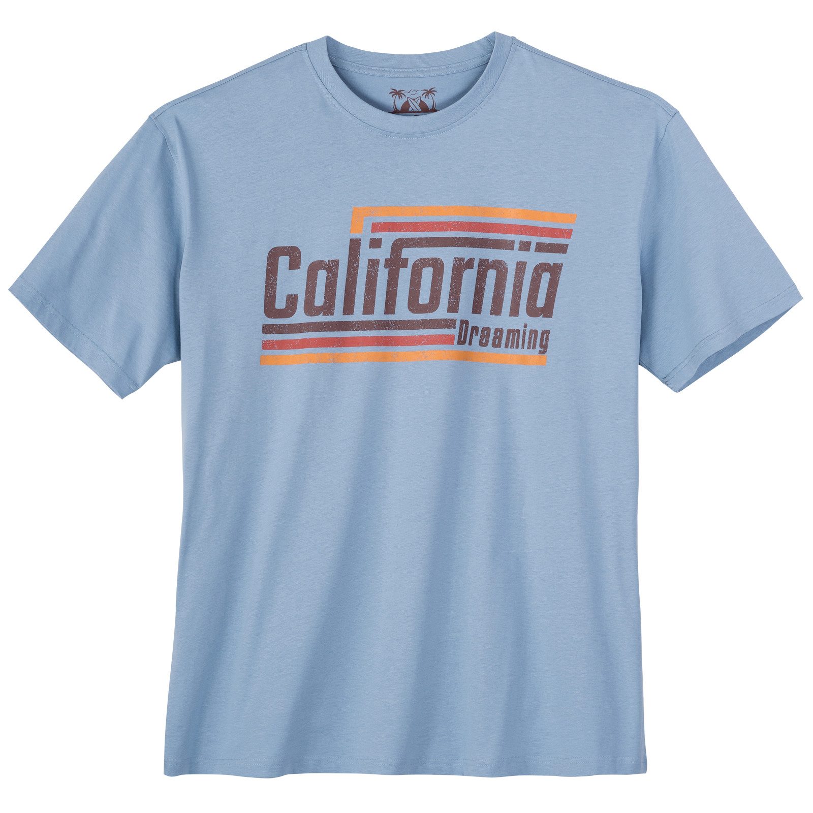 Print-Shirt Calm Beach Übergrößen T-Shirt hellblau California