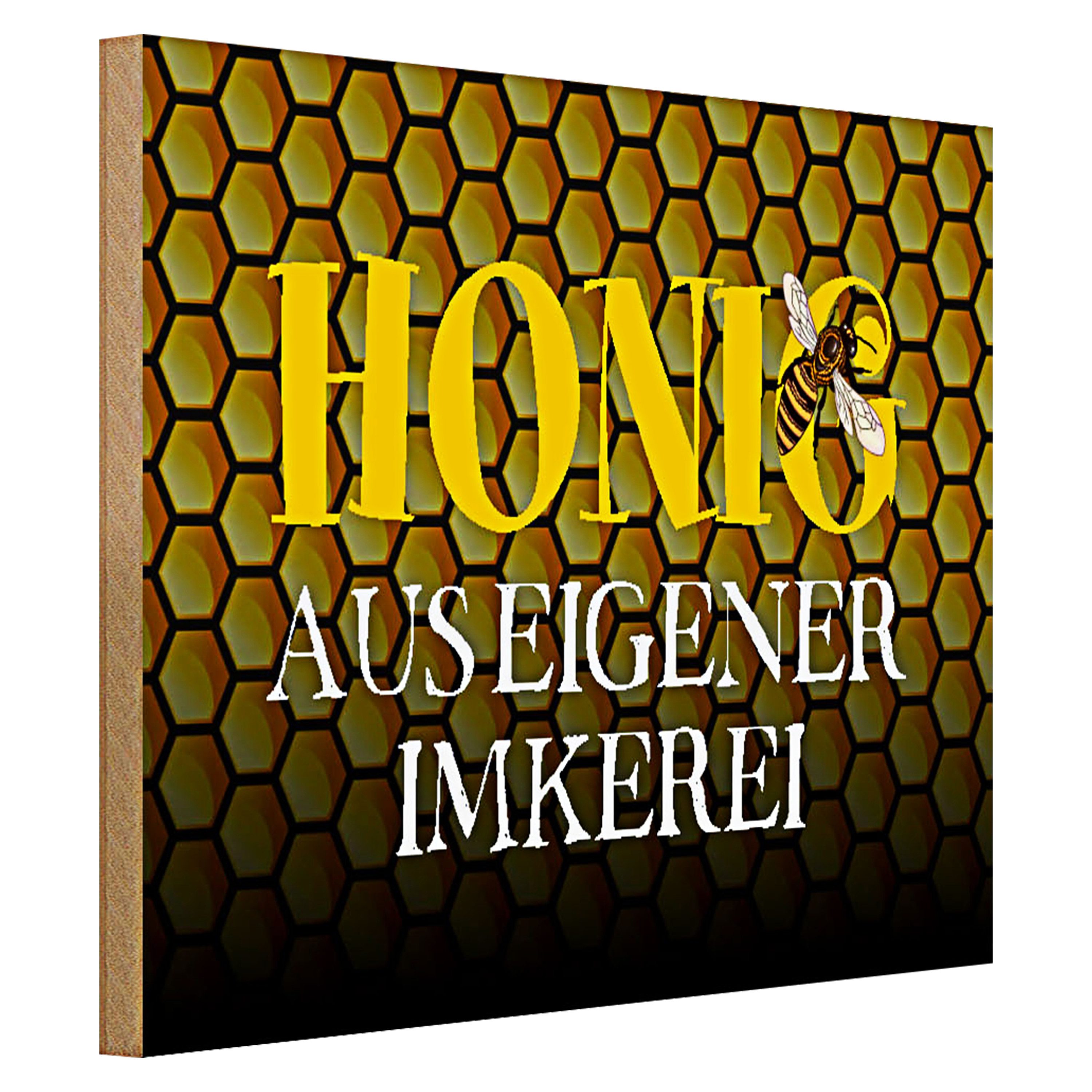 Roomando Holzbild Spruch 40x30cm Honig aus eigener Imkerei Biene