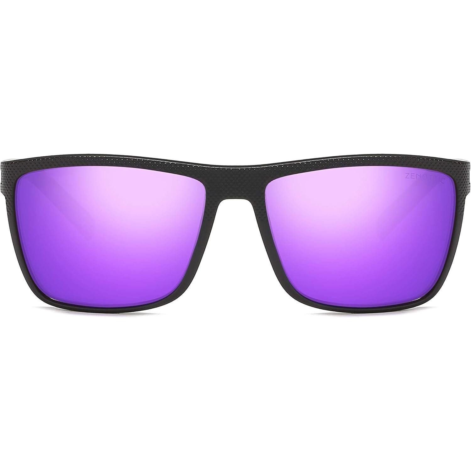LuxusKollektion Sonnenbrille Sonnenbrille Herren C07 Schwarzer Rahmen Lila Verspiegelte Linse
