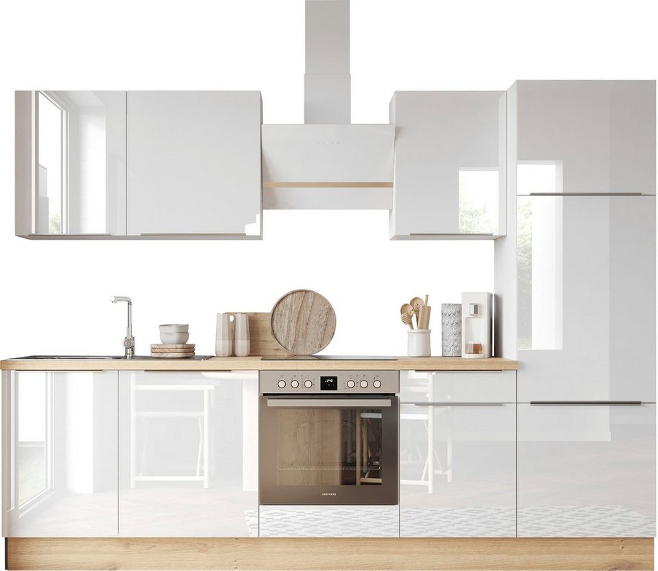 RESPEKTA Küchenzeile Safado aus der Serie Marleen, Breite 280 cm, hochwertige  Ausstattung wie Soft Close Funktion, Höhenverstellbare Füße +/- 2 cm
