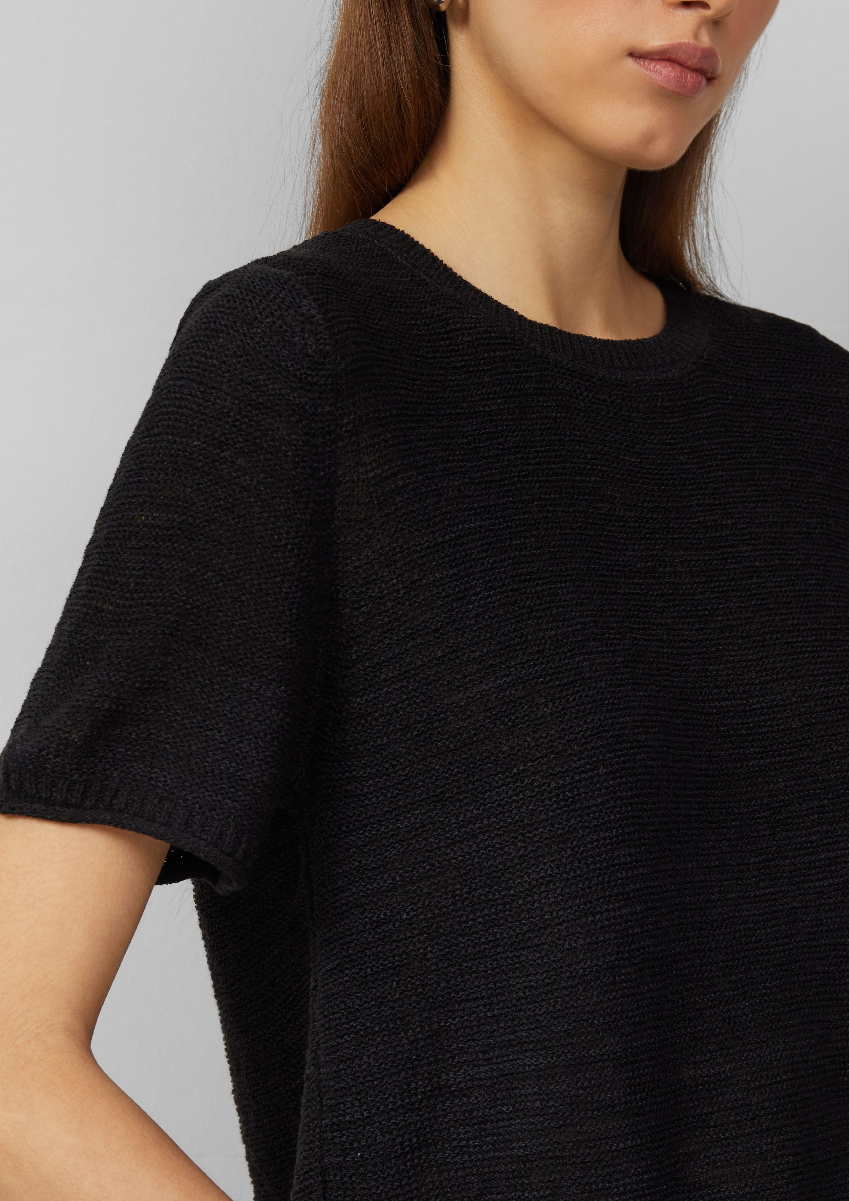 QS Strickpullover Kurzarmpullover aus Bändchengarn günstig online kaufen