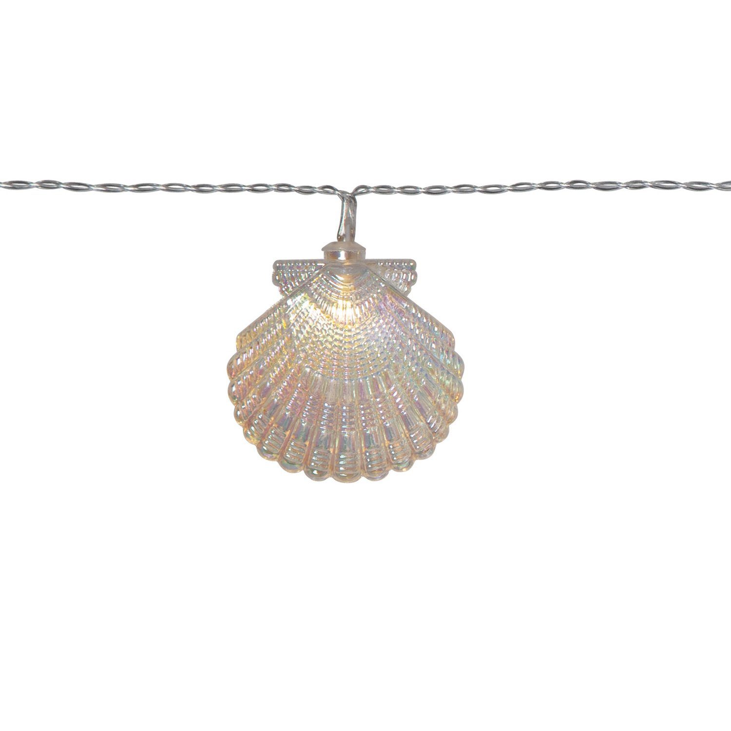 STAR TRADING LED-Lichterkette 10 leuchtende Muscheln 1,35m Batterie Timer Innen weiß, 10-flammig