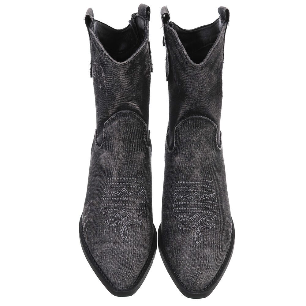 Ital-Design Damen Cowboyboots Western Westernstiefelette (88843793) Blockabsatz Stiefeletten in Schwarz
