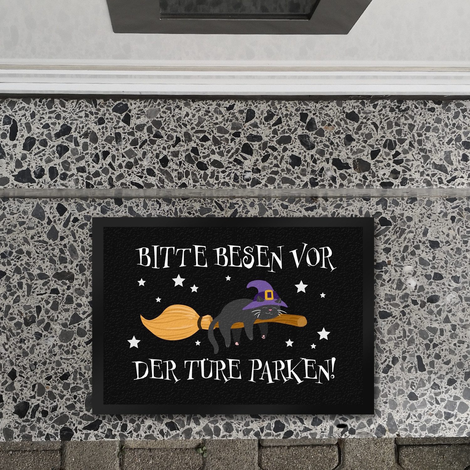 speecheese Fußmatte Hexen Katze auf Besen günstig online kaufen