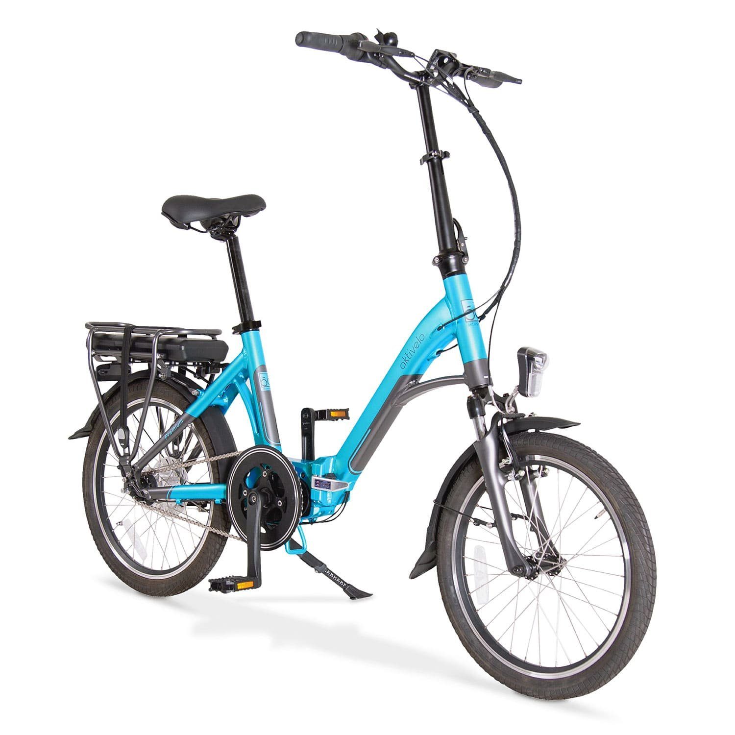 aktivelo Faltrad E-Bike Klapprad, 20 Zoll bis 25 km/h, Fahrrad für Damen und Herren, 7 Gang, Nabenschaltung, bis zu 80 Kilometer, Klapprad mit Felgenbremse & Rollenbremse