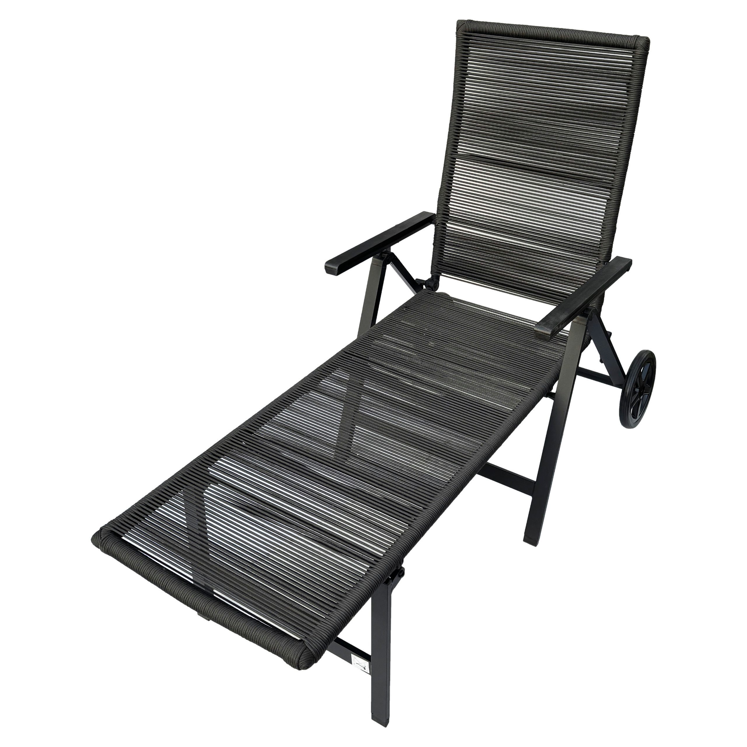 belavi Rollliege Gartenliege im Rope-Design, robuste Bespannung, ca. 197 x 76 x 41 cm, max. ca. 120 kg, klappbar, Sonnenliege 7-fach verstellbar